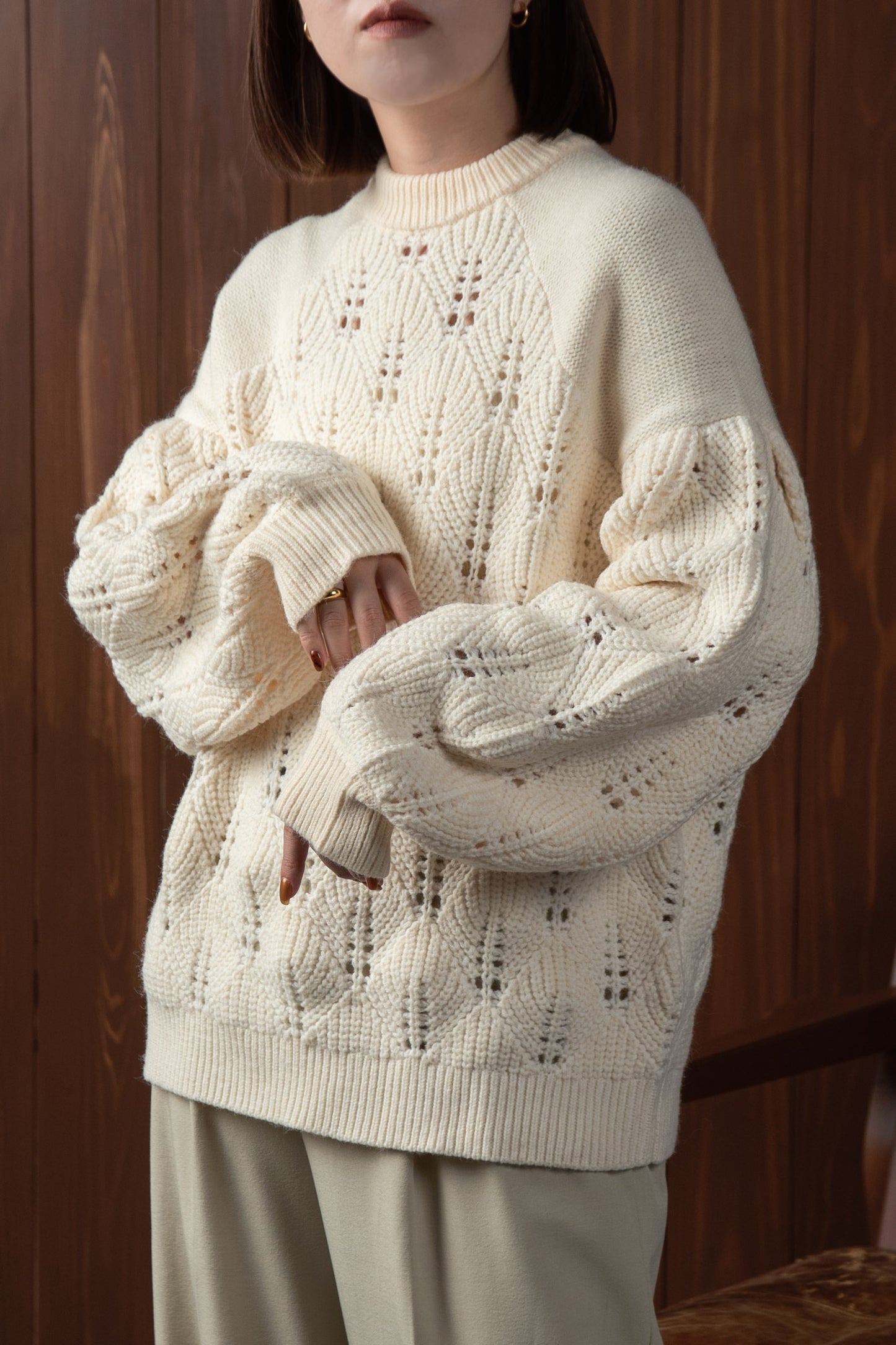 openwork mix volume knit