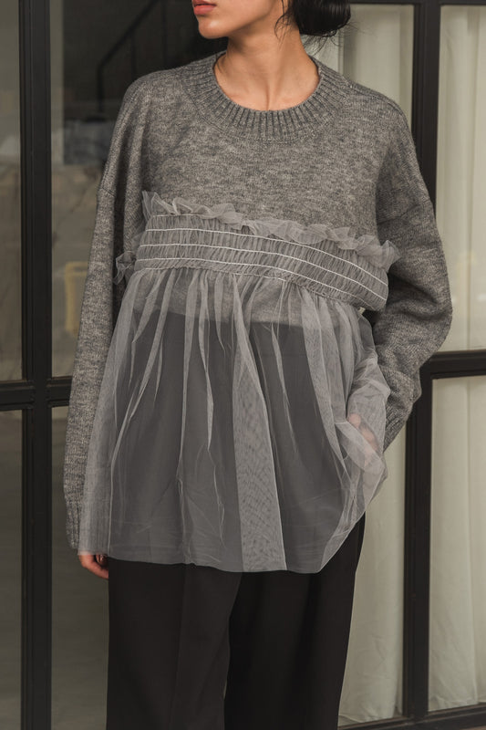 tulle docking flare knit