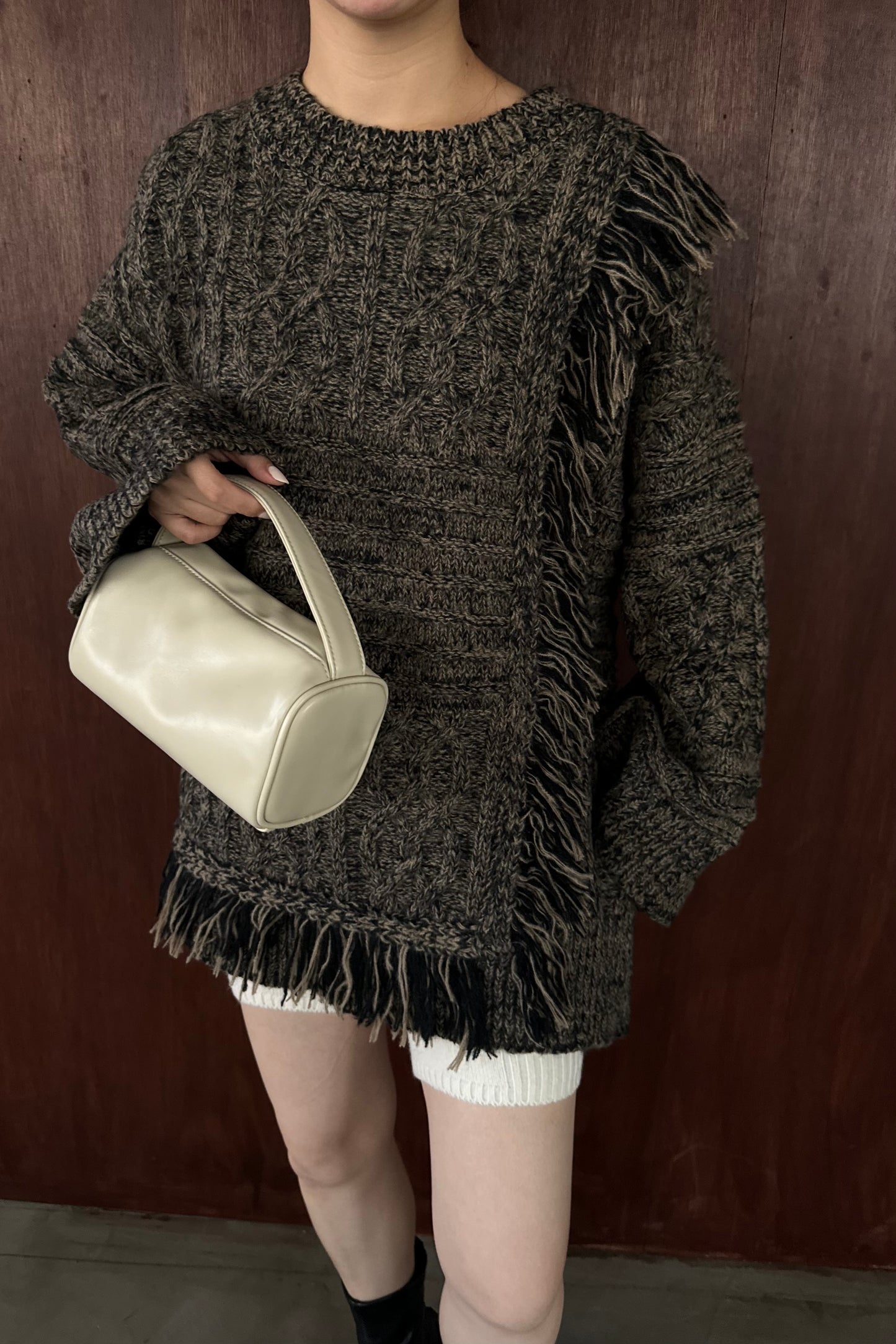 mix fringe melange volume knit