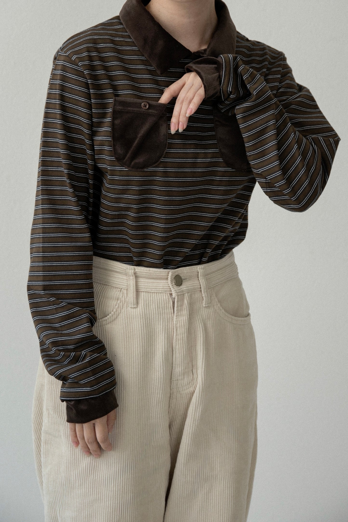 pocket button combination material border tops