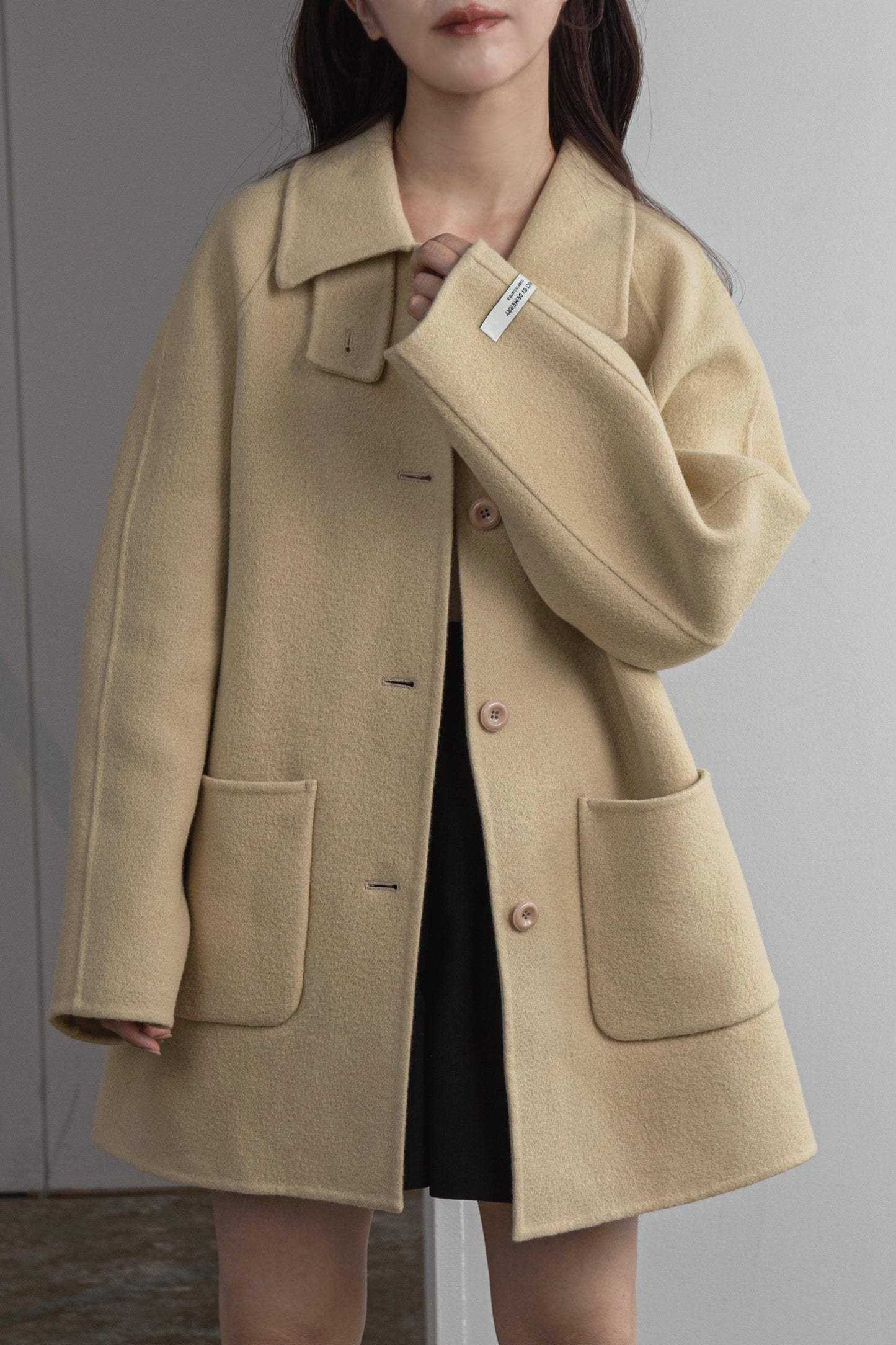 2way neck arrange handmade midi coat
