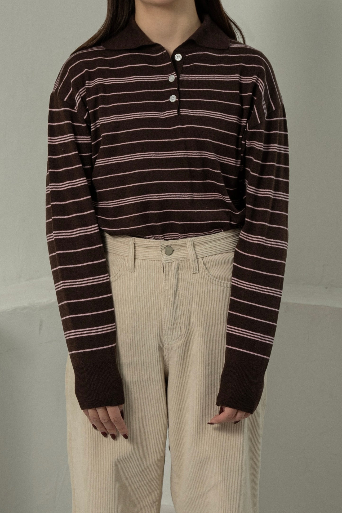 random border polo like over knit