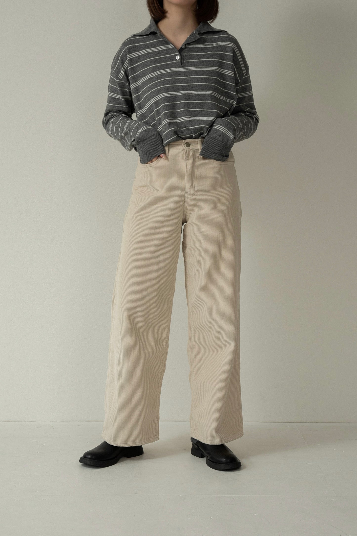 random border polo like over knit