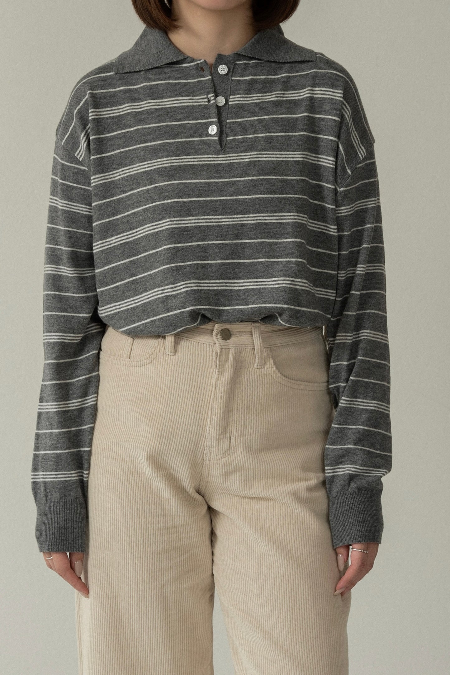 random border polo like over knit