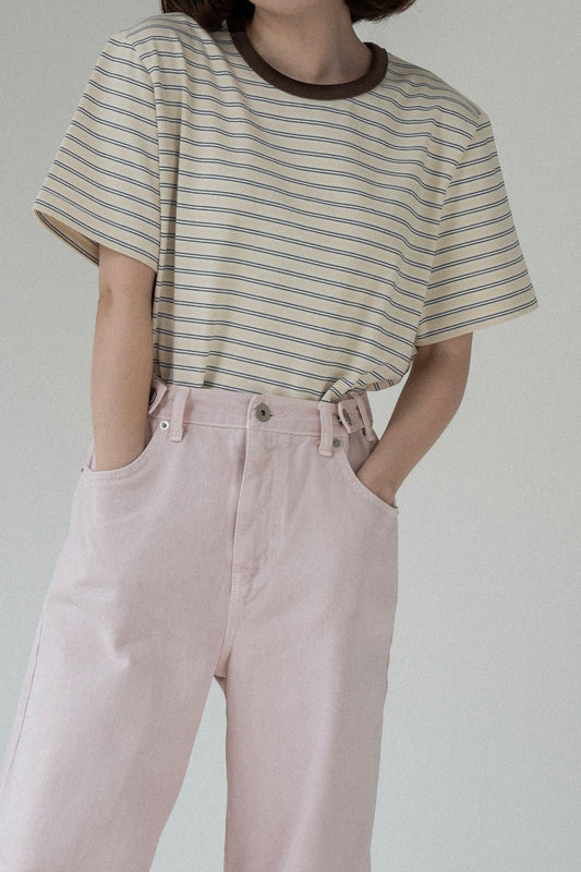 bi color neck multi border t