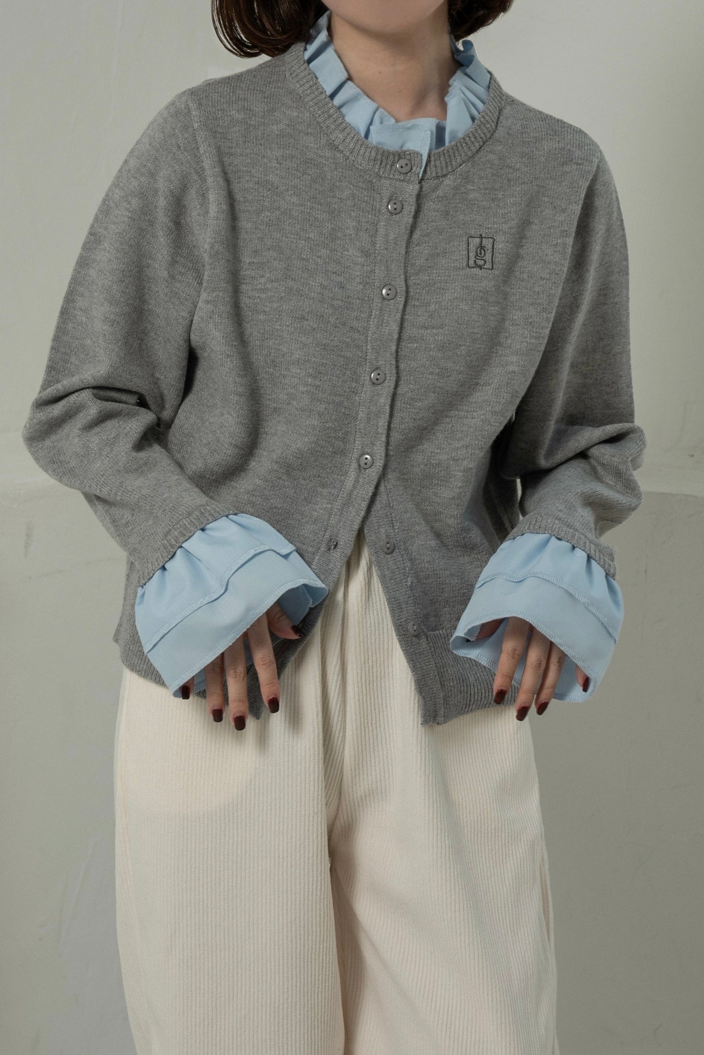 shirt frill docking embroidery cardigan