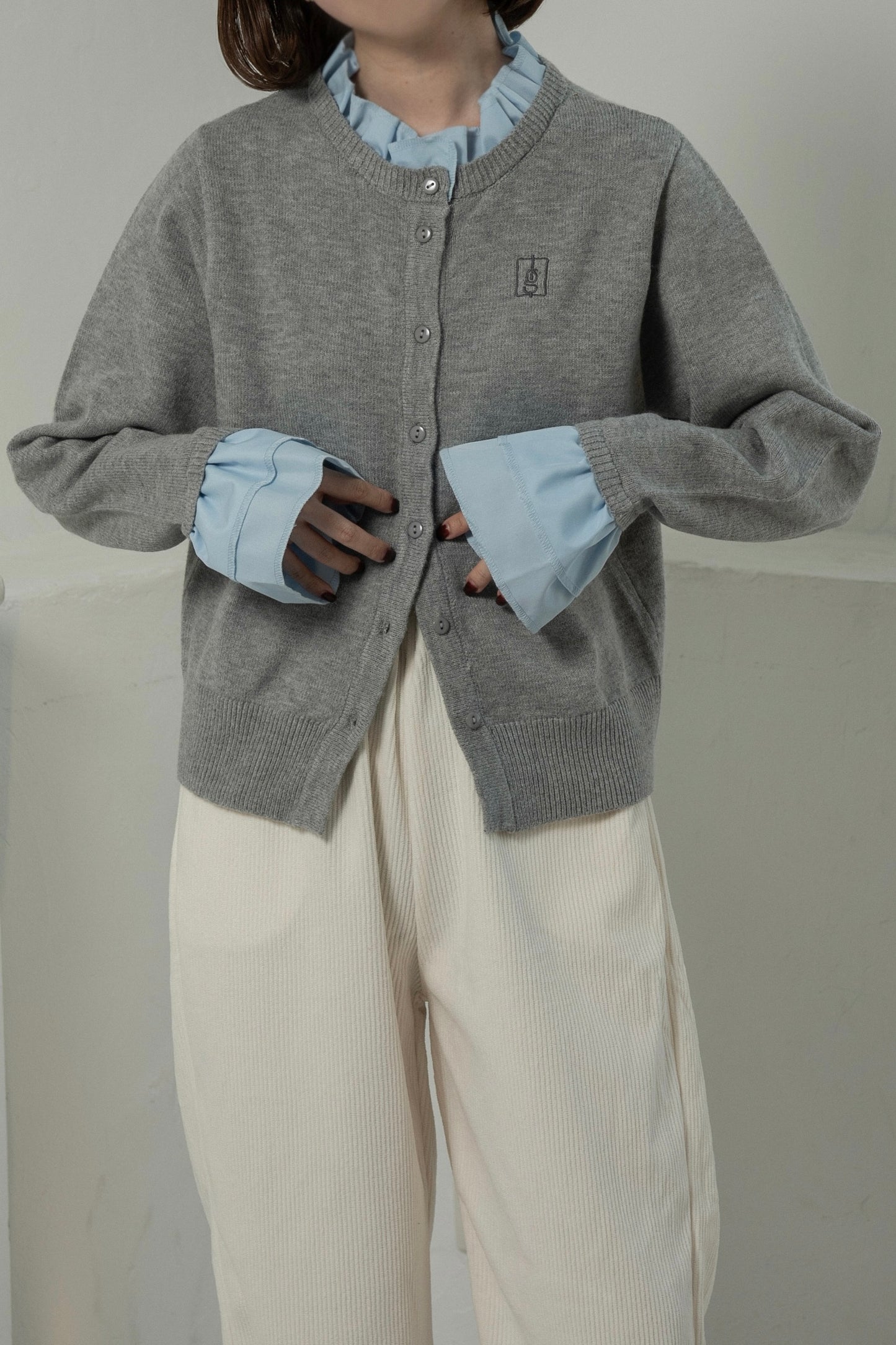 shirt frill docking embroidery cardigan