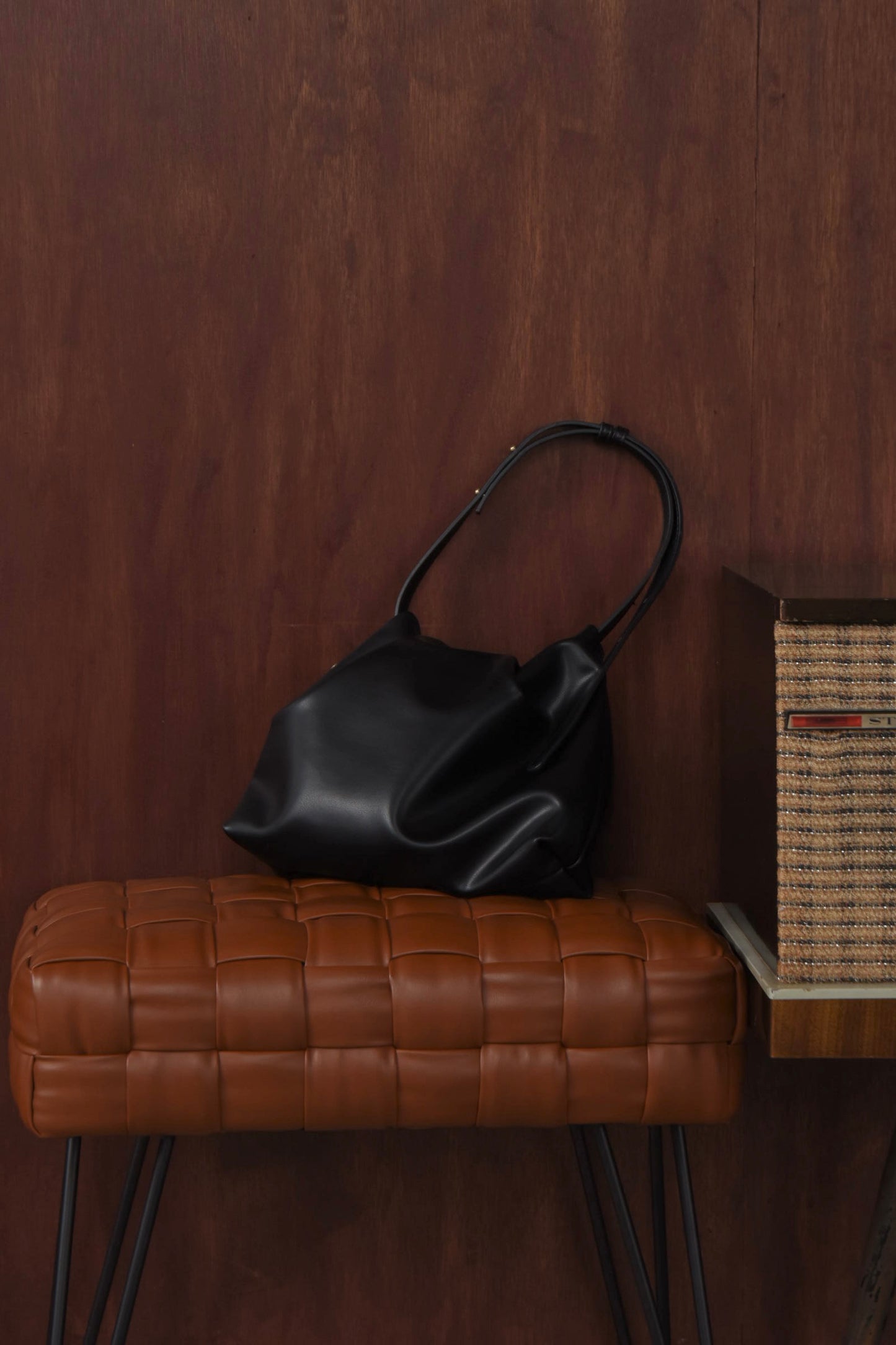 faux leather gather bag