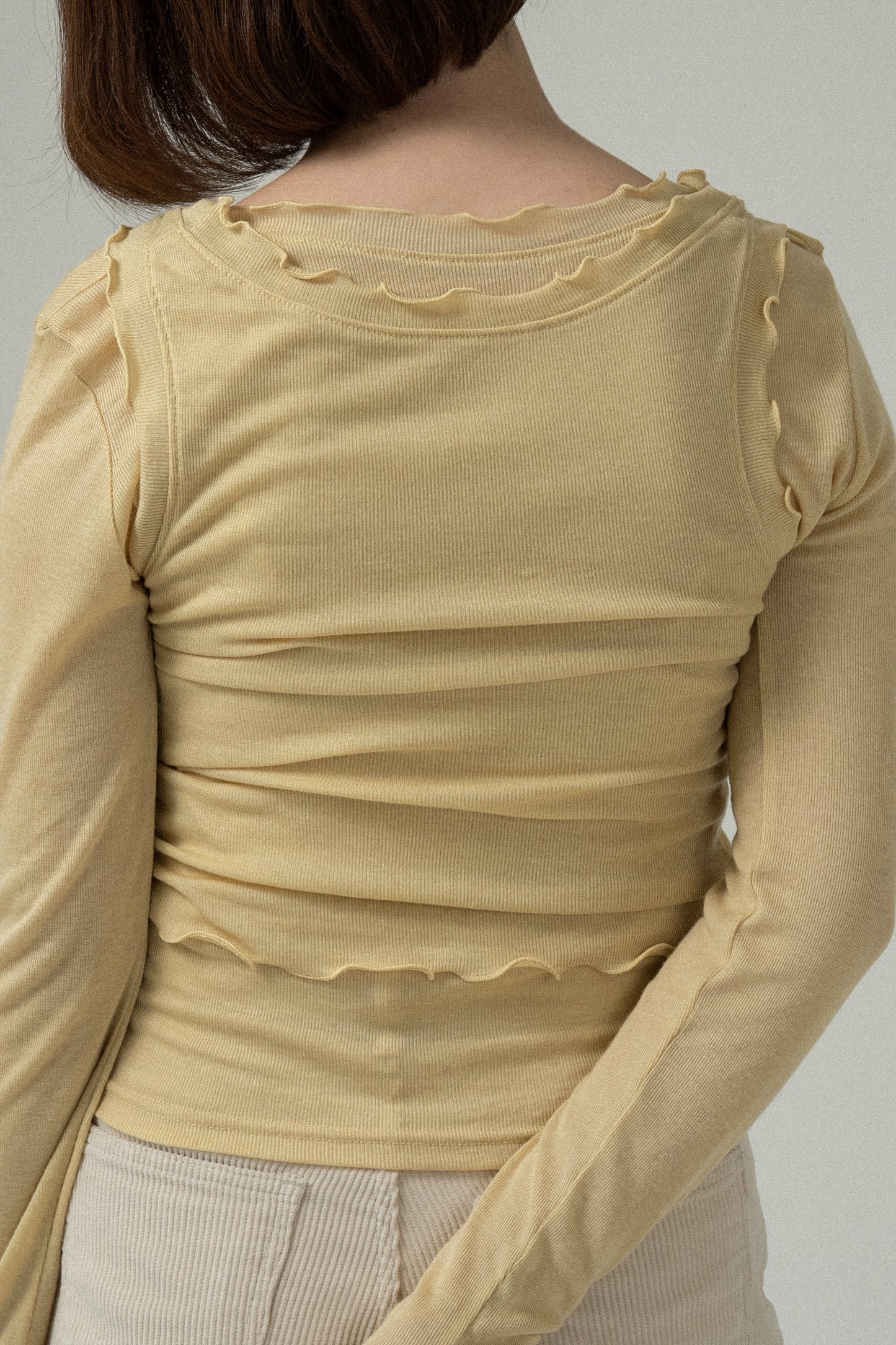 scoop neck mellow trim long sleeve t