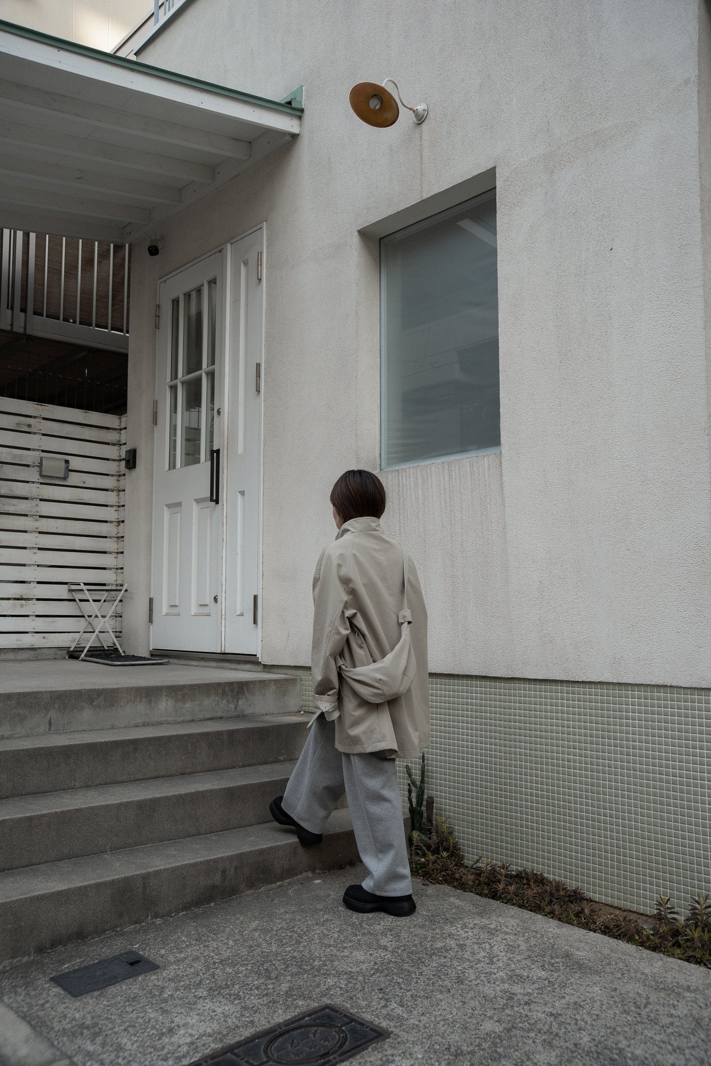 bag set sleeve stripe trench coat