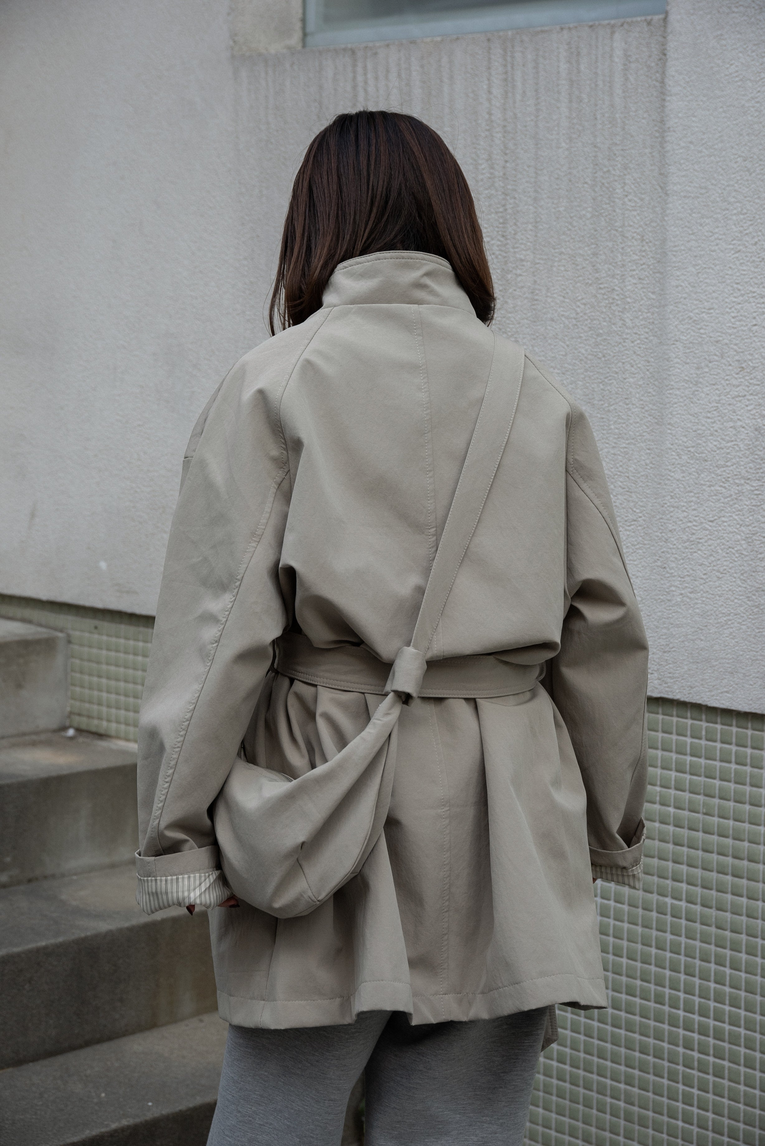 【lawgy】バッグセットスリーブストライプトレンチコート　完売品 bag set sleeve stripe trench coat – eim online（エイム オンライン）