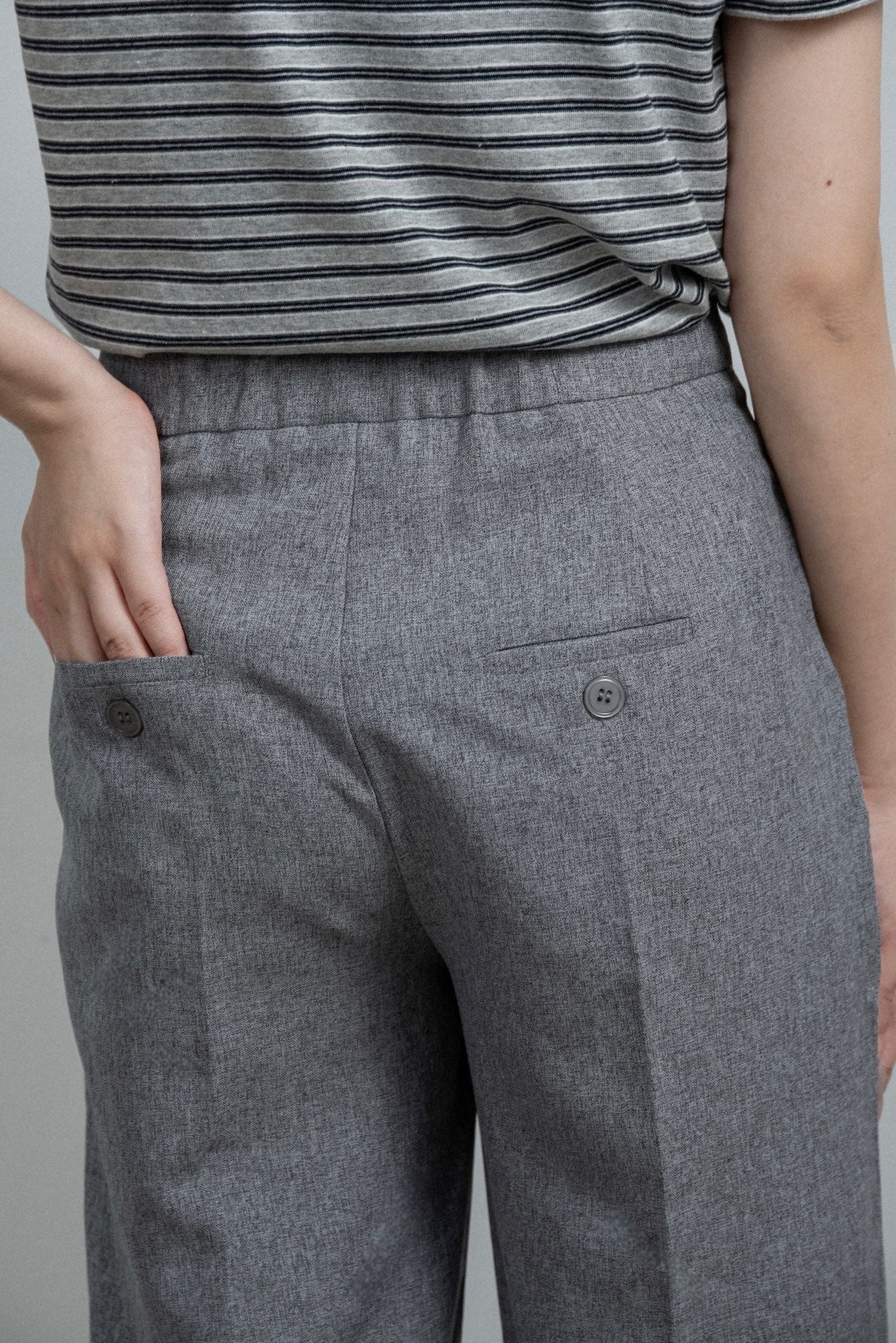 flap frill straight silhouette pants