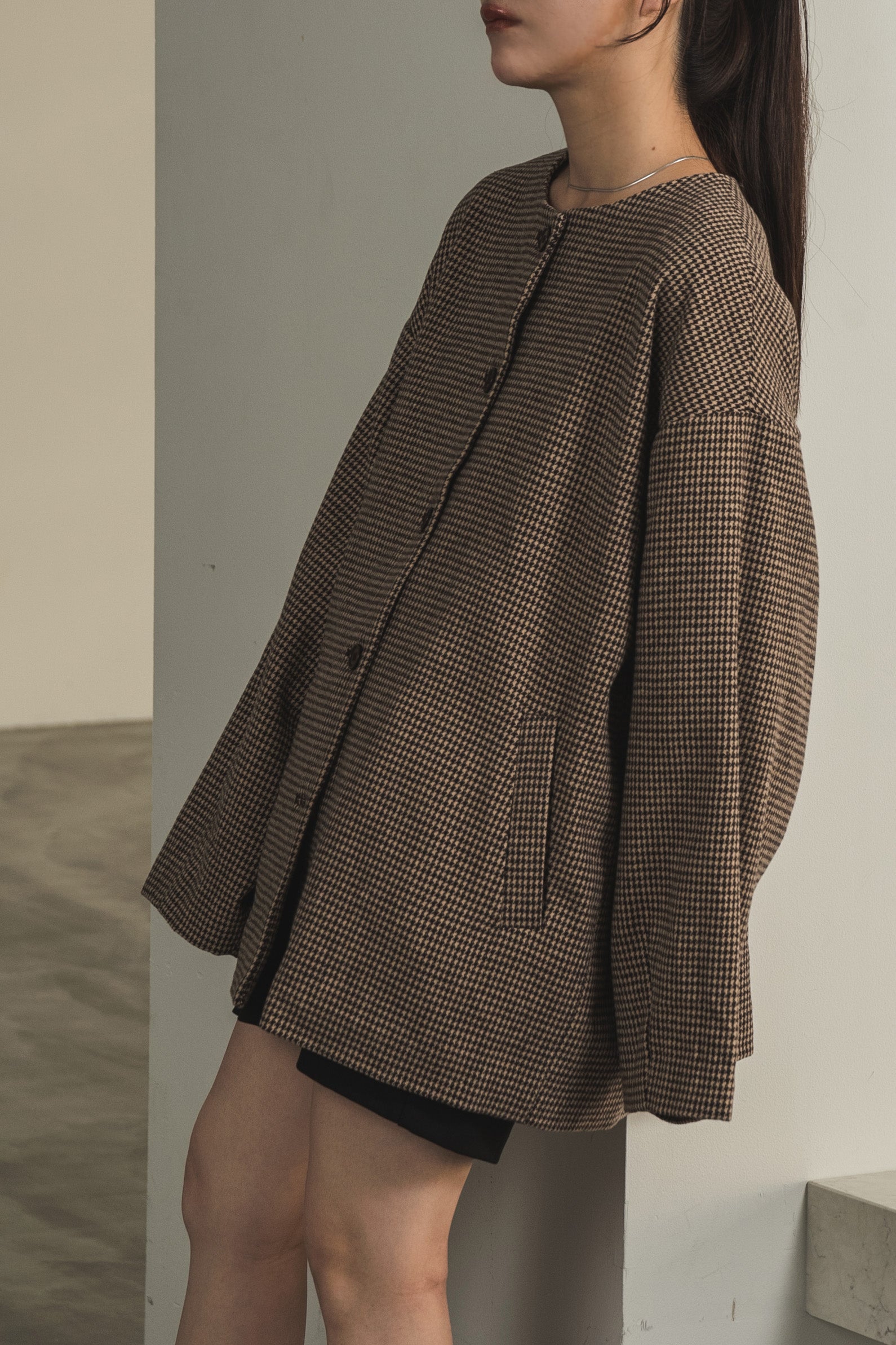 2way fur midi check coat – eim online（エイム オンライン）