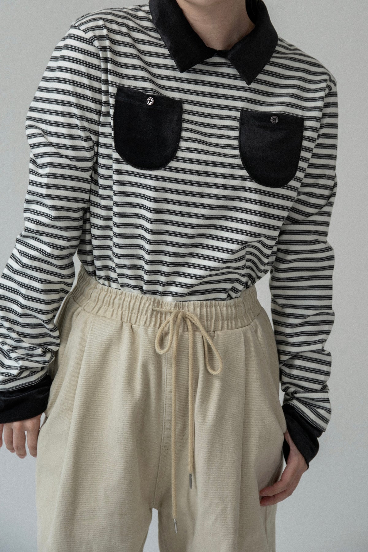 pocket button combination material border tops
