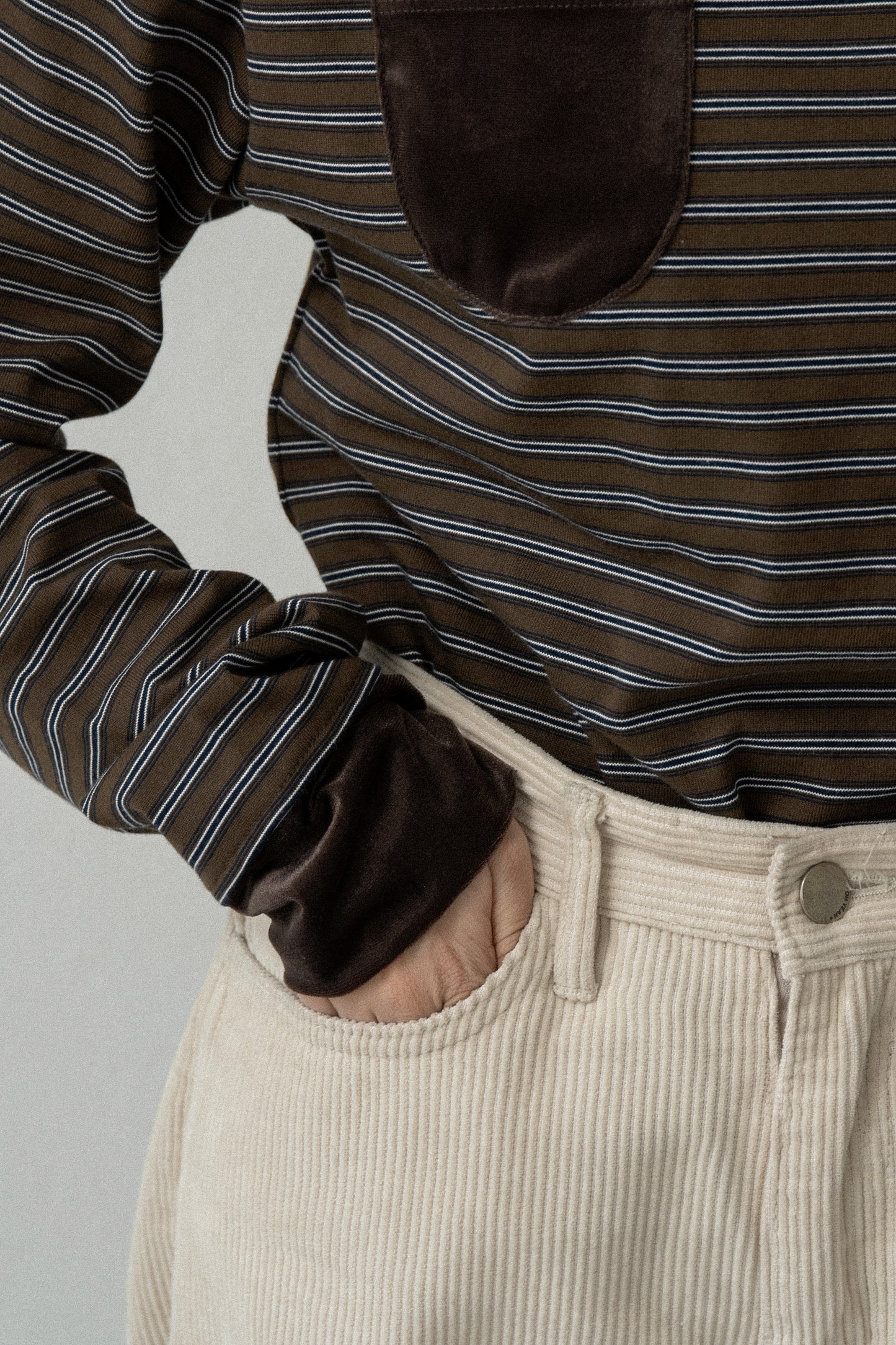 pocket button combination material border tops