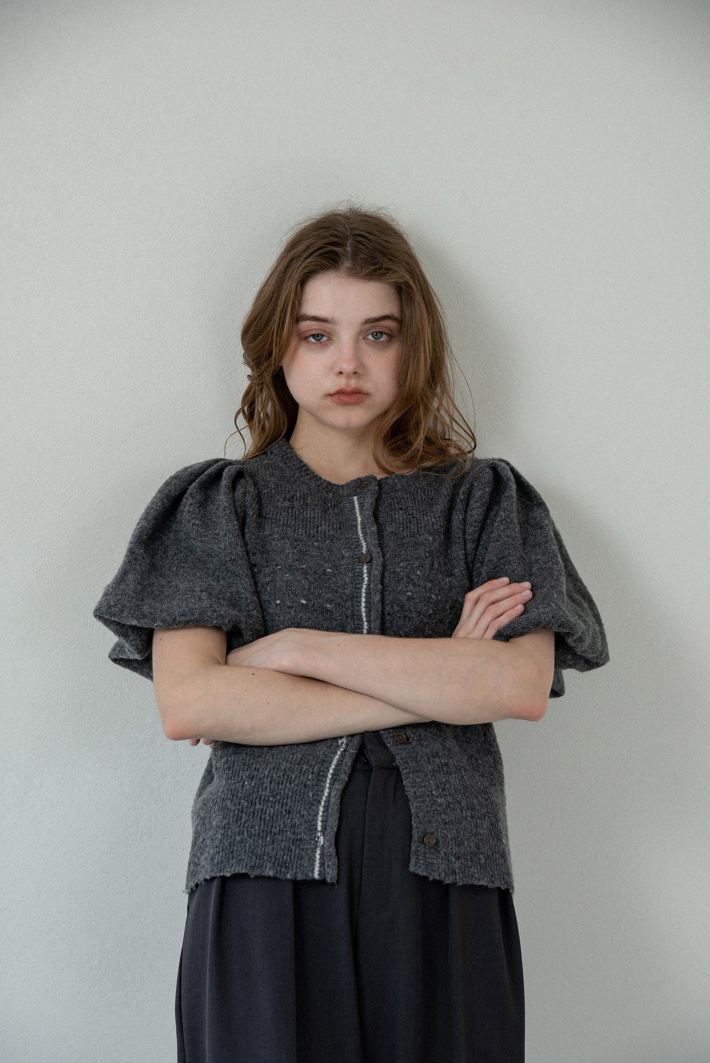 front curl line puff sleeve tops