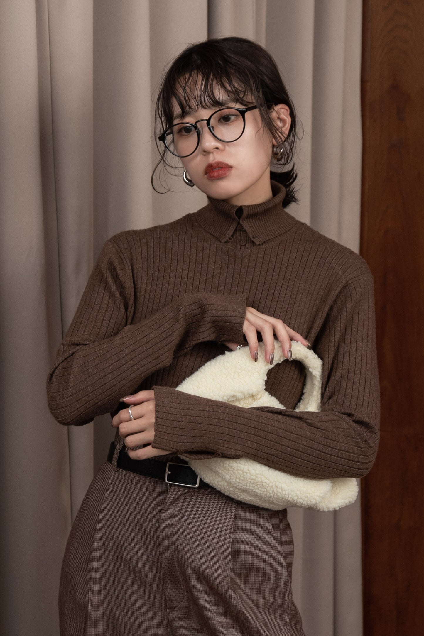 double face button slit knit