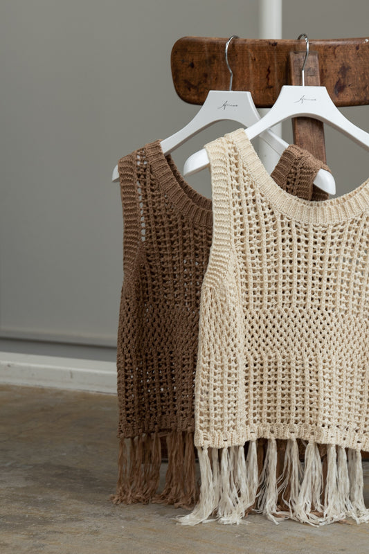 fringe pattern knit vest