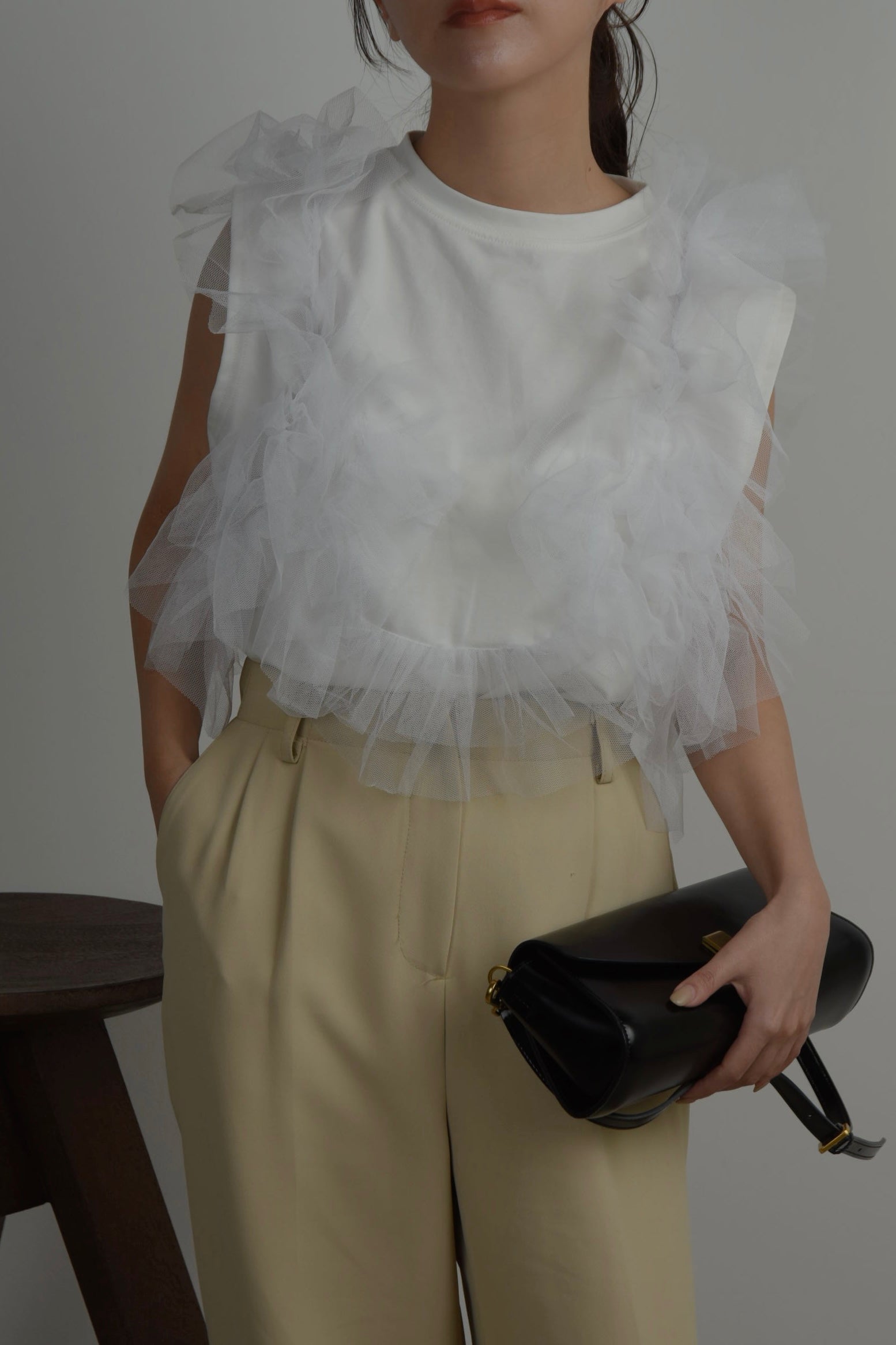 volume tulle docking pullover