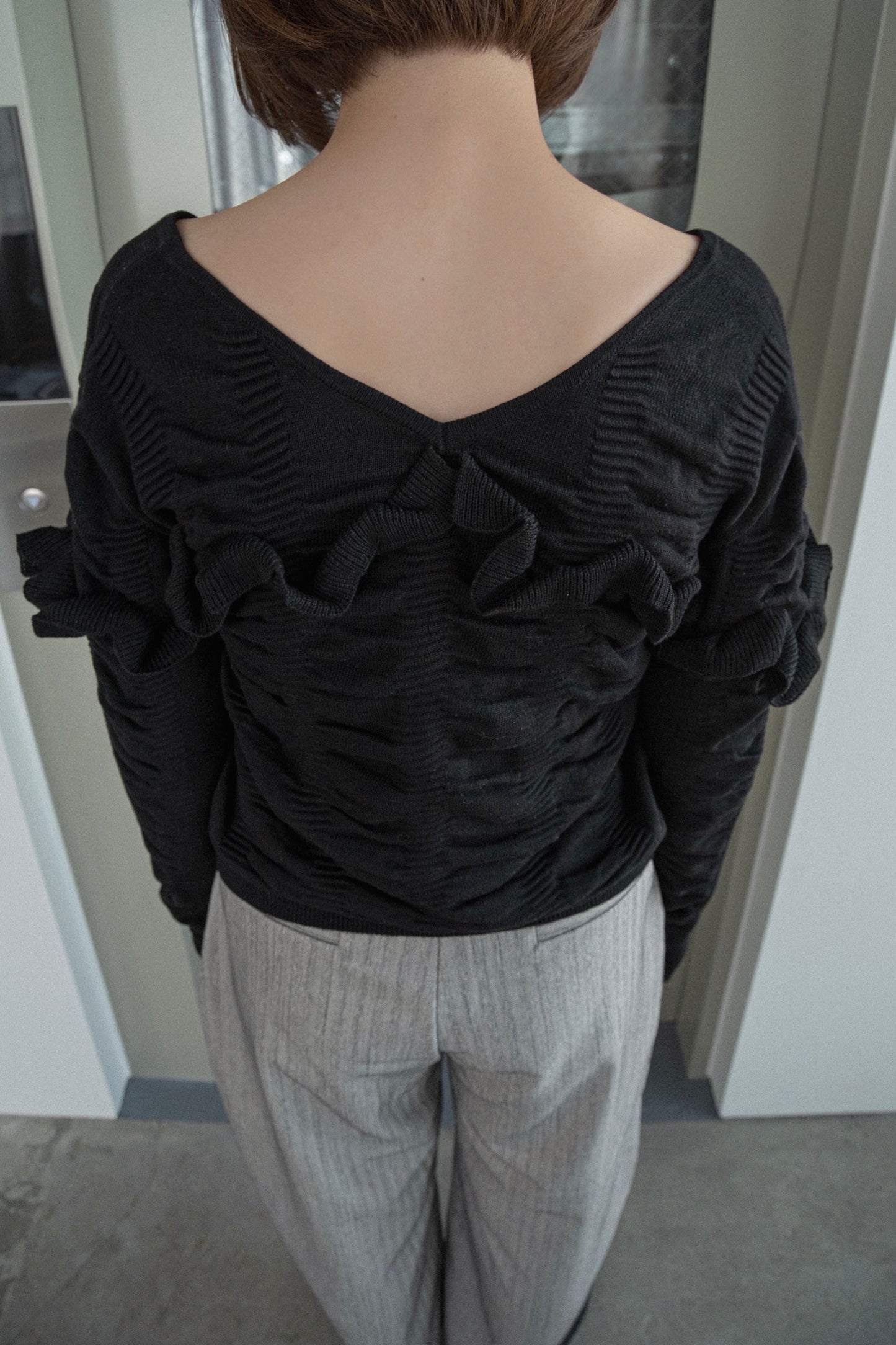 textured ruffle knit cardigan