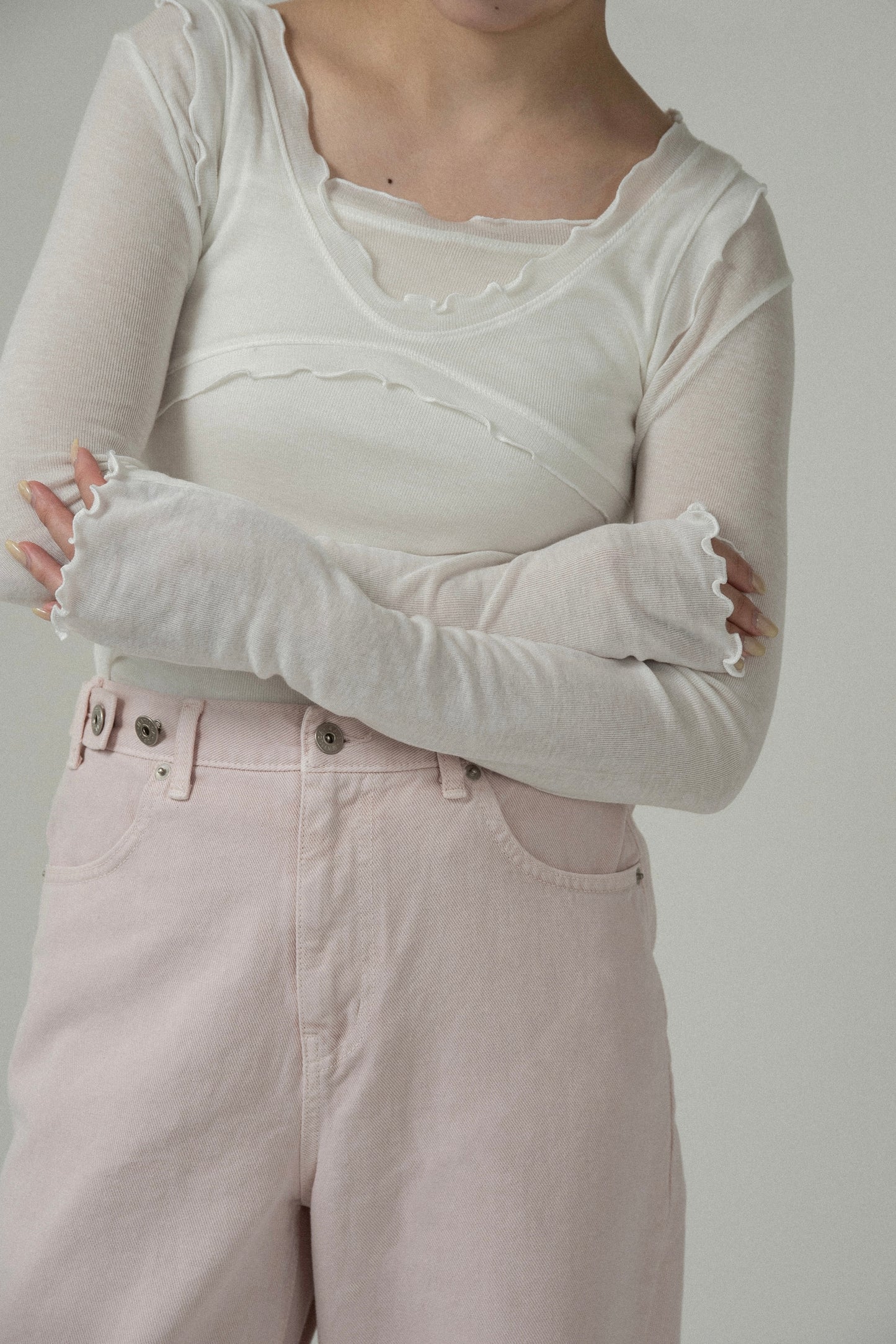 scoop neck mellow trim long sleeve t