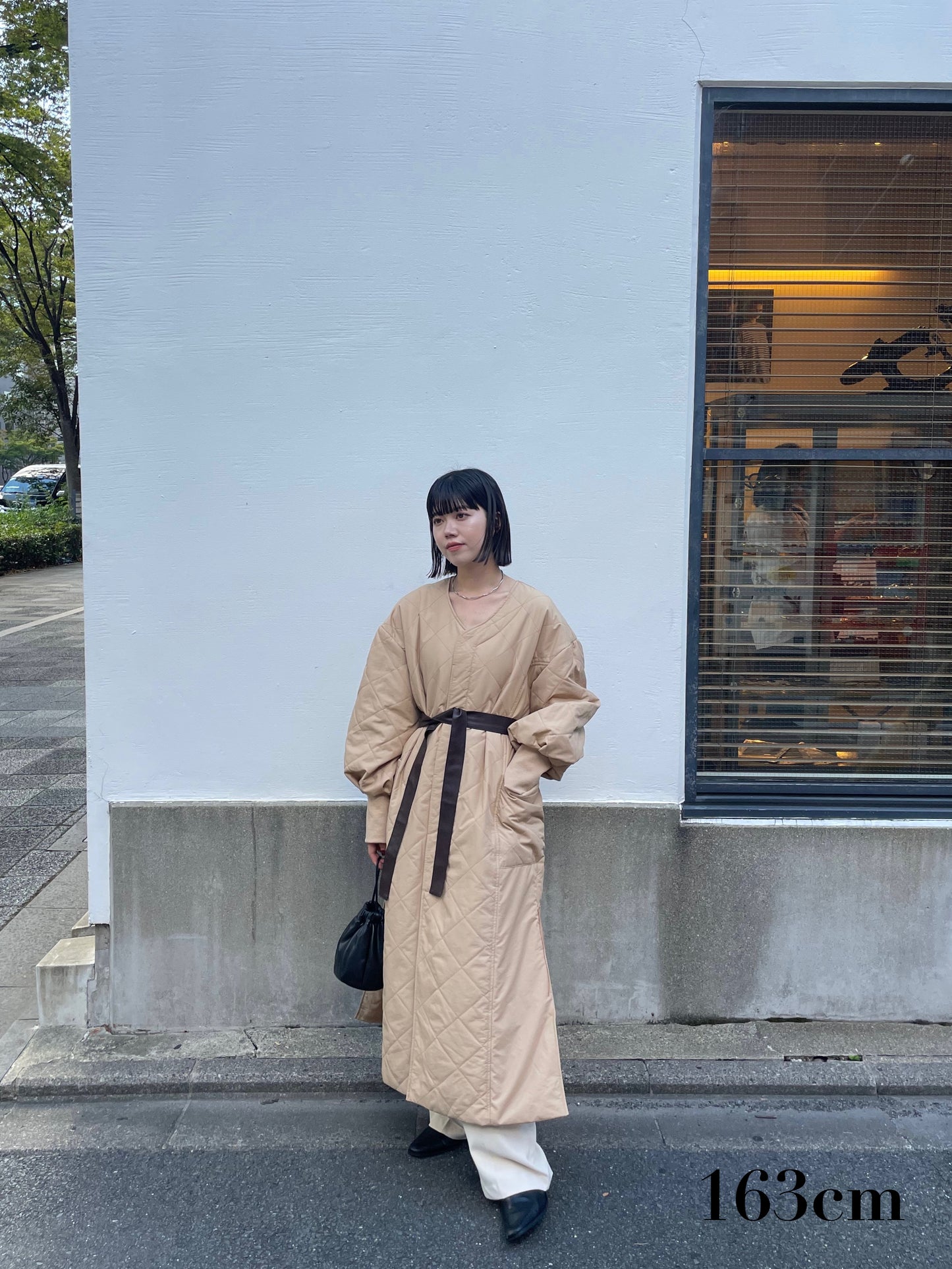 quilting volume sleeve long coat