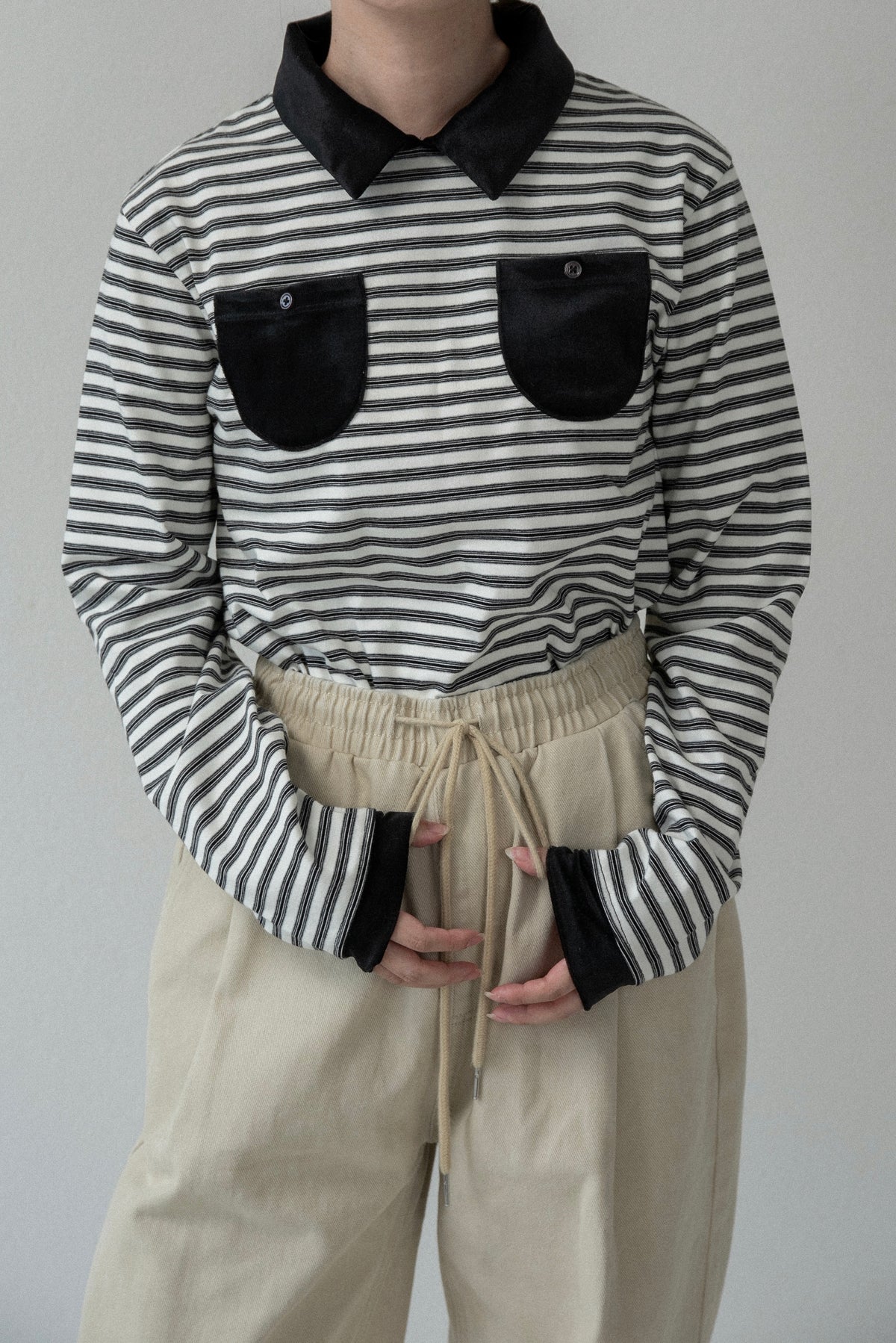 pocket button combination material border tops