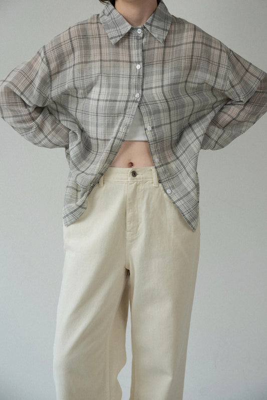 airy loose check shirt