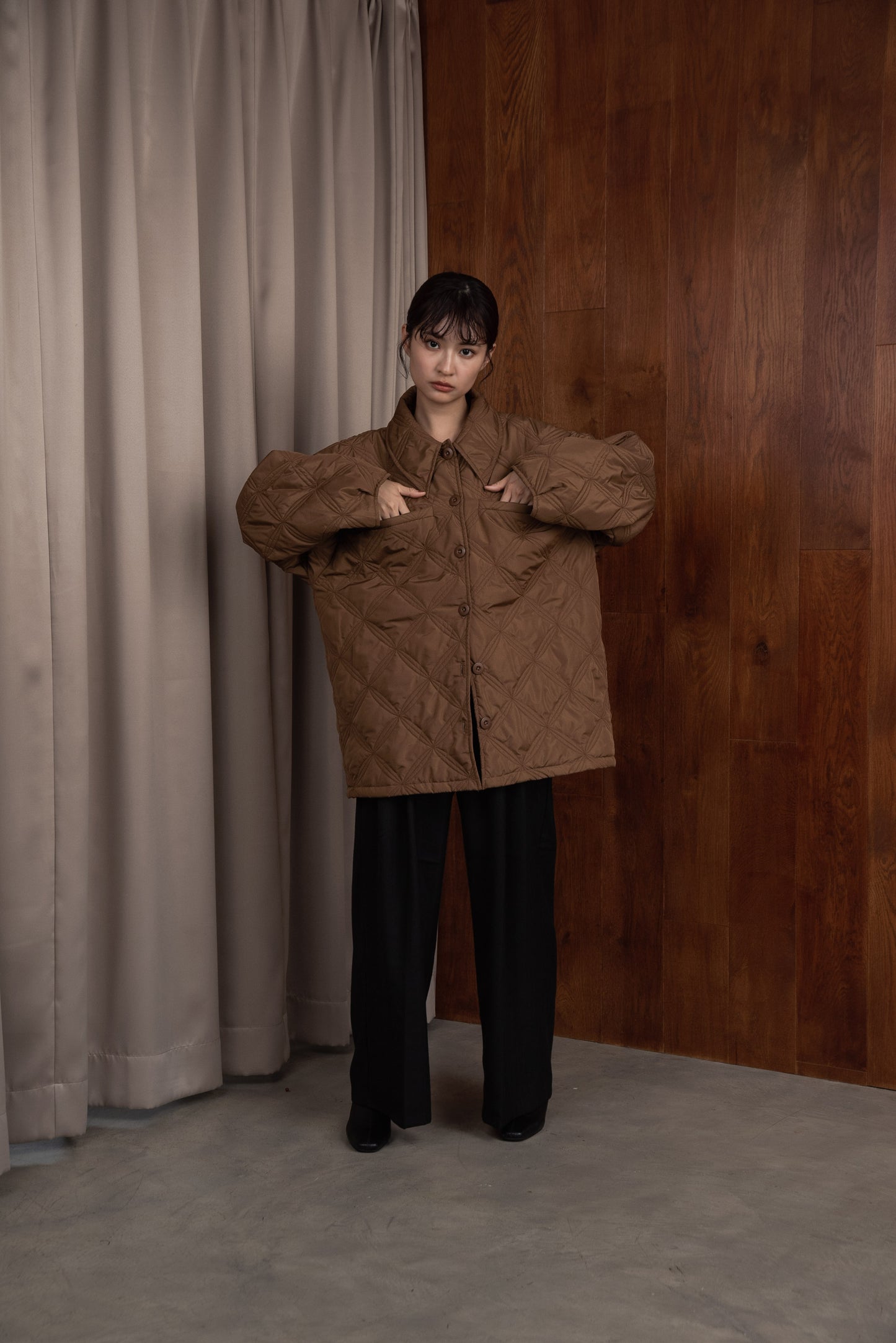 big collar quilting jacket