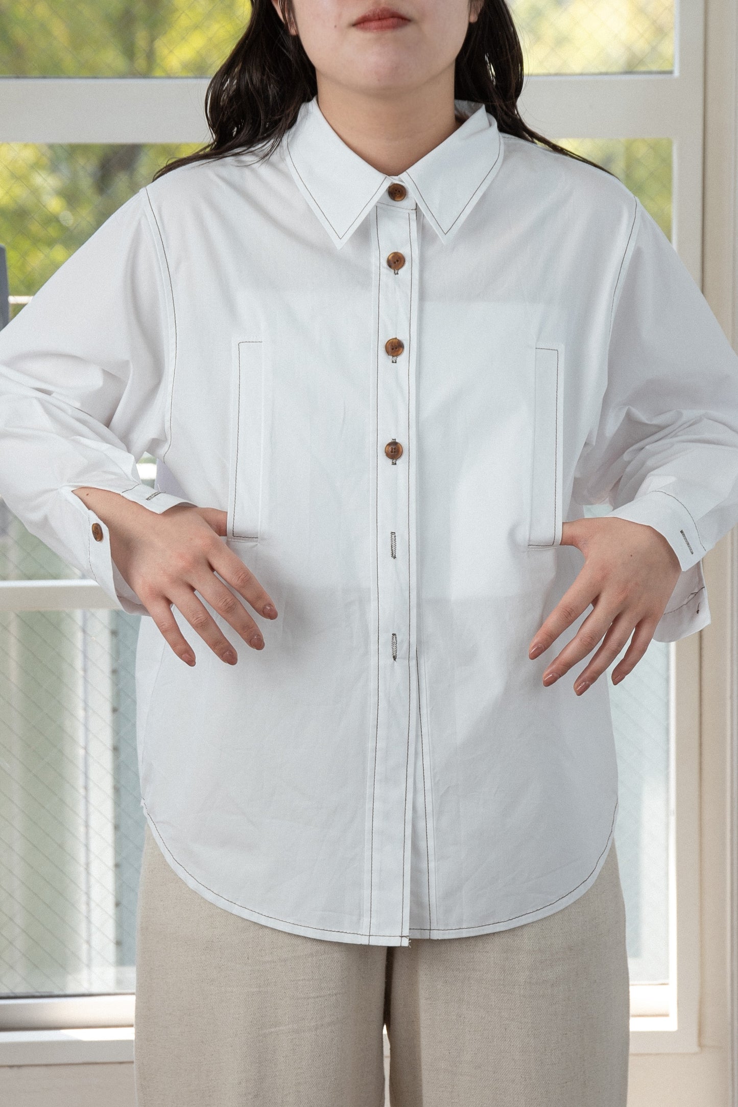 vertical pocket stitch shirt