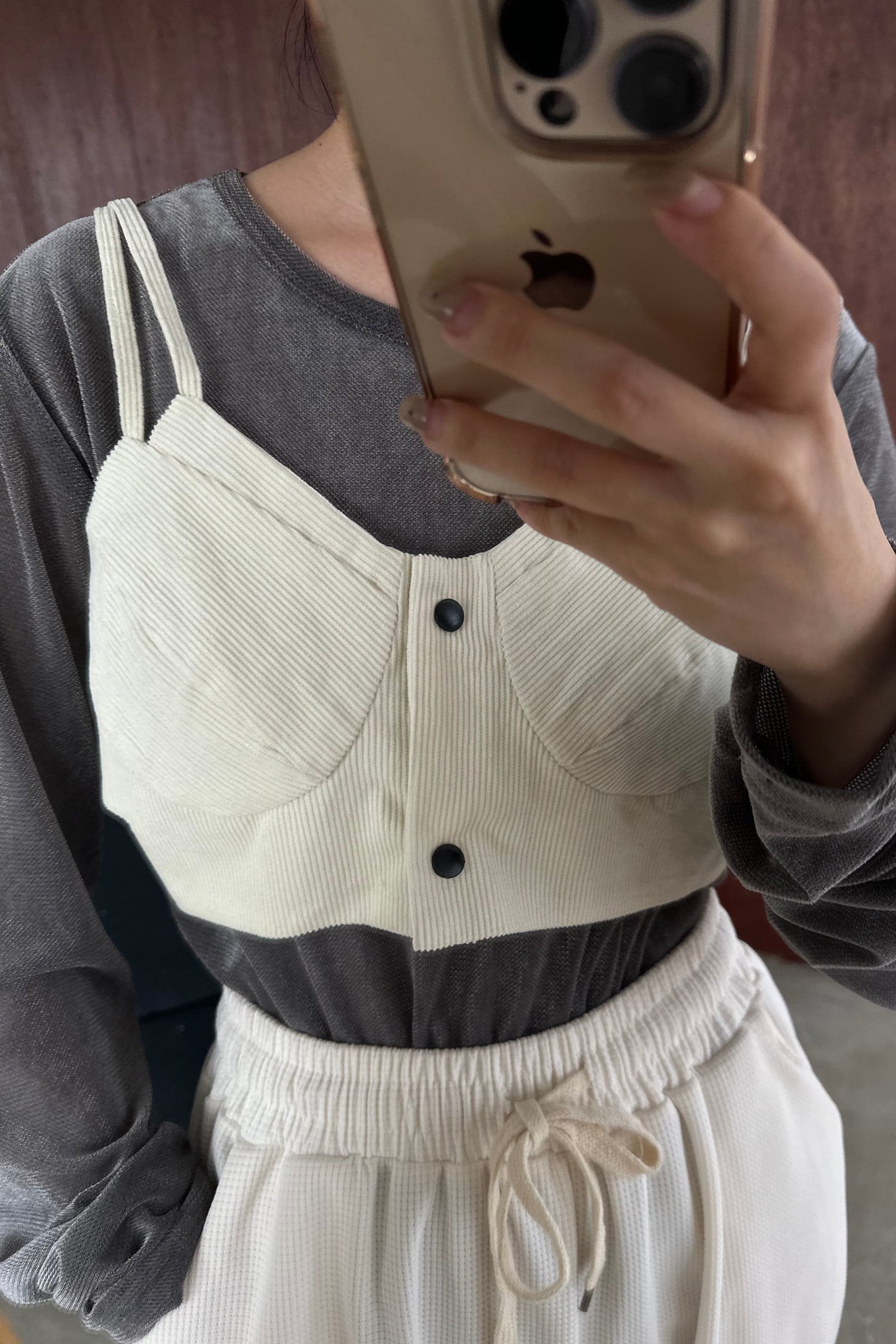 corduroy front button bustier