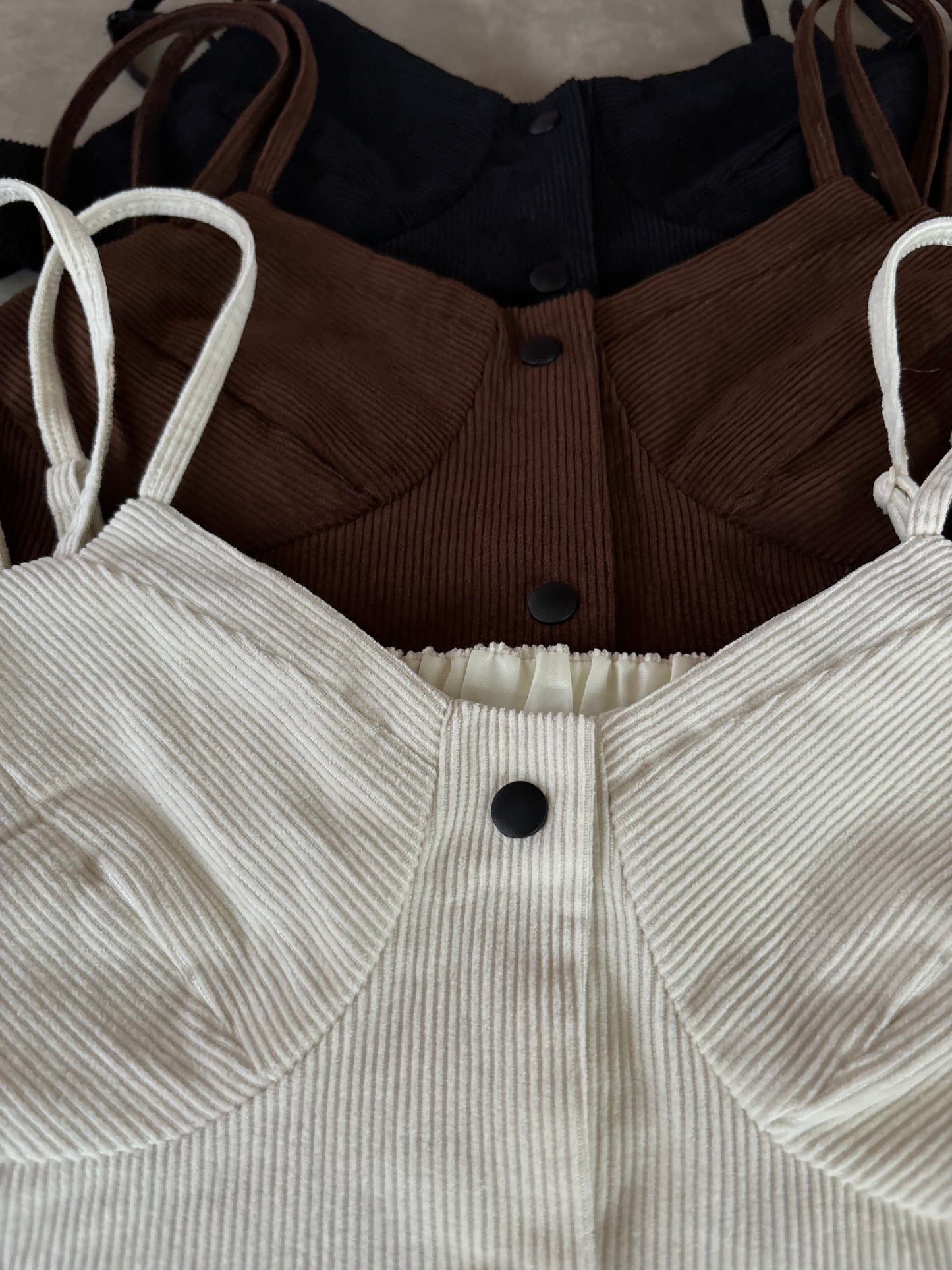 corduroy front button bustier