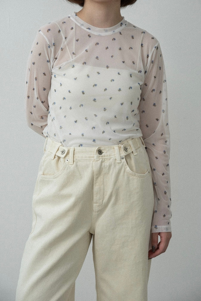 mini floral sheer long sleeve top