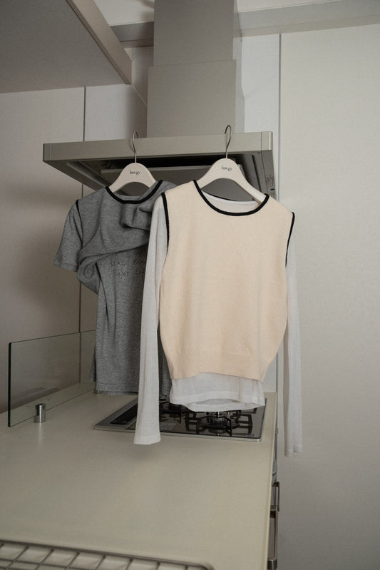 piping knit sleeveless top
