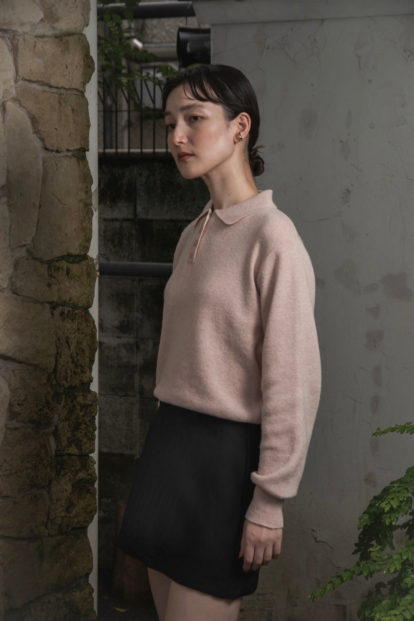 simple polo rafu knit pullover