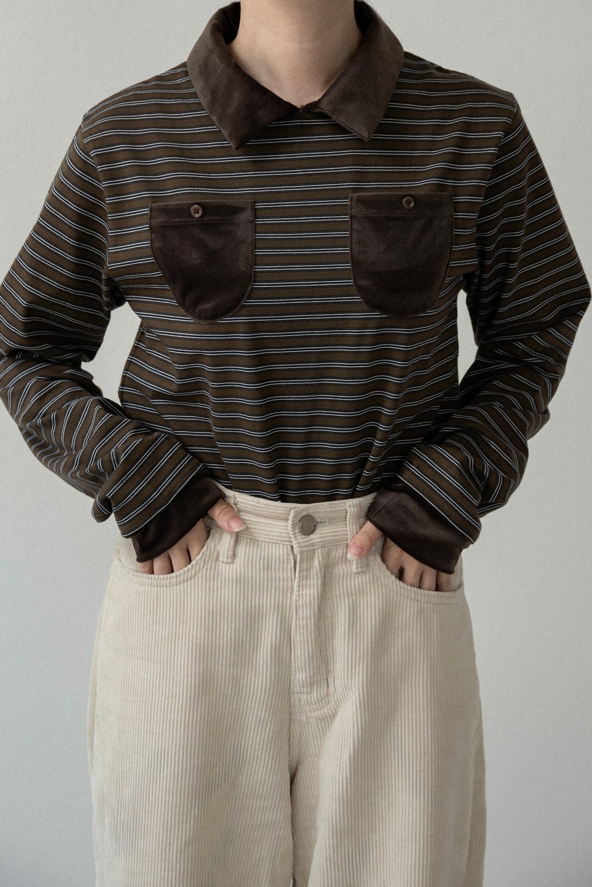 pocket button combination material border tops