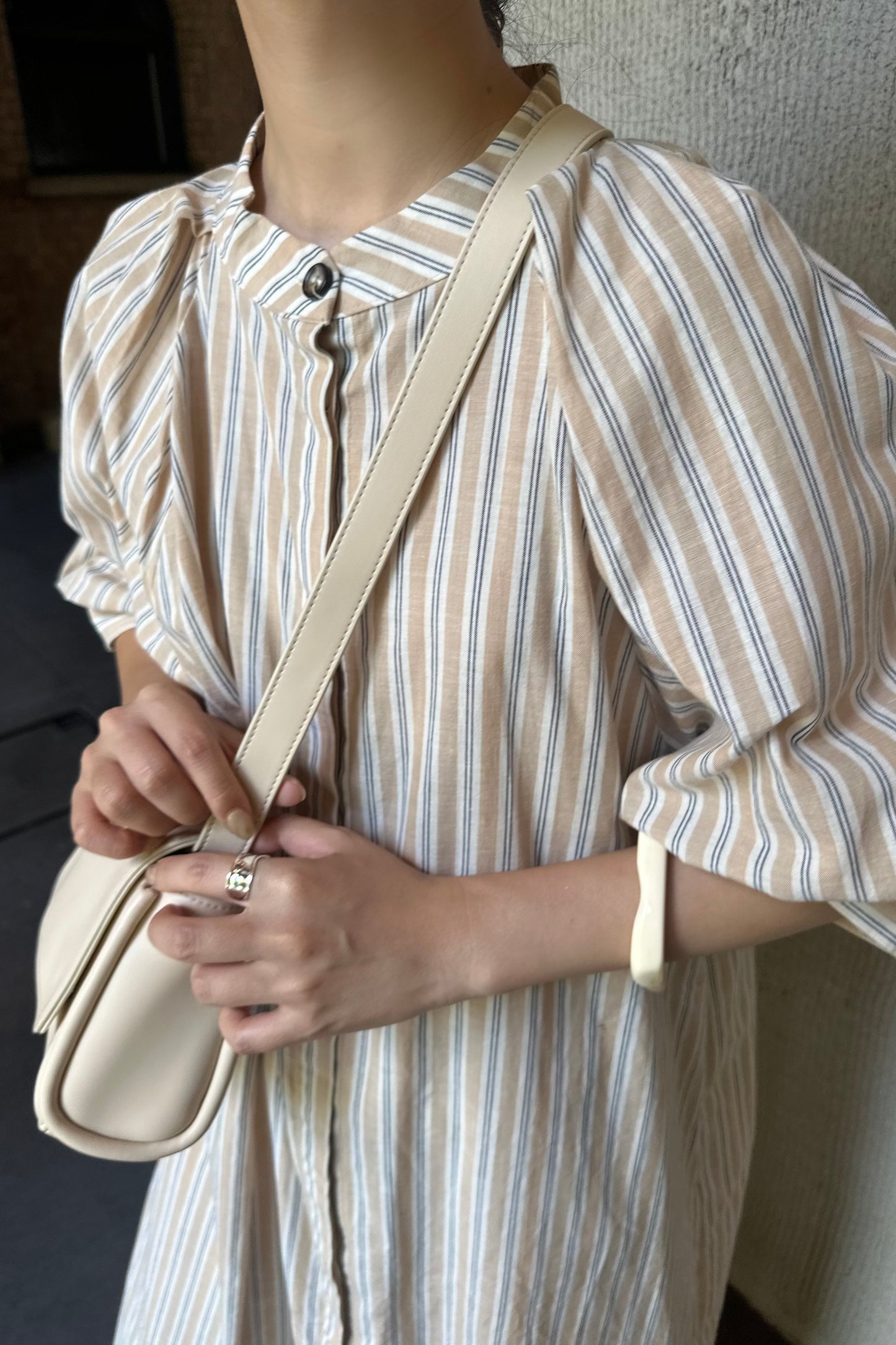 stripe shoulder tuck shirt ops