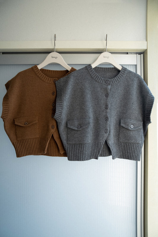 flap pocket effortless knit vest