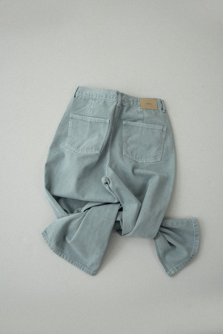 tuck button accent color pants