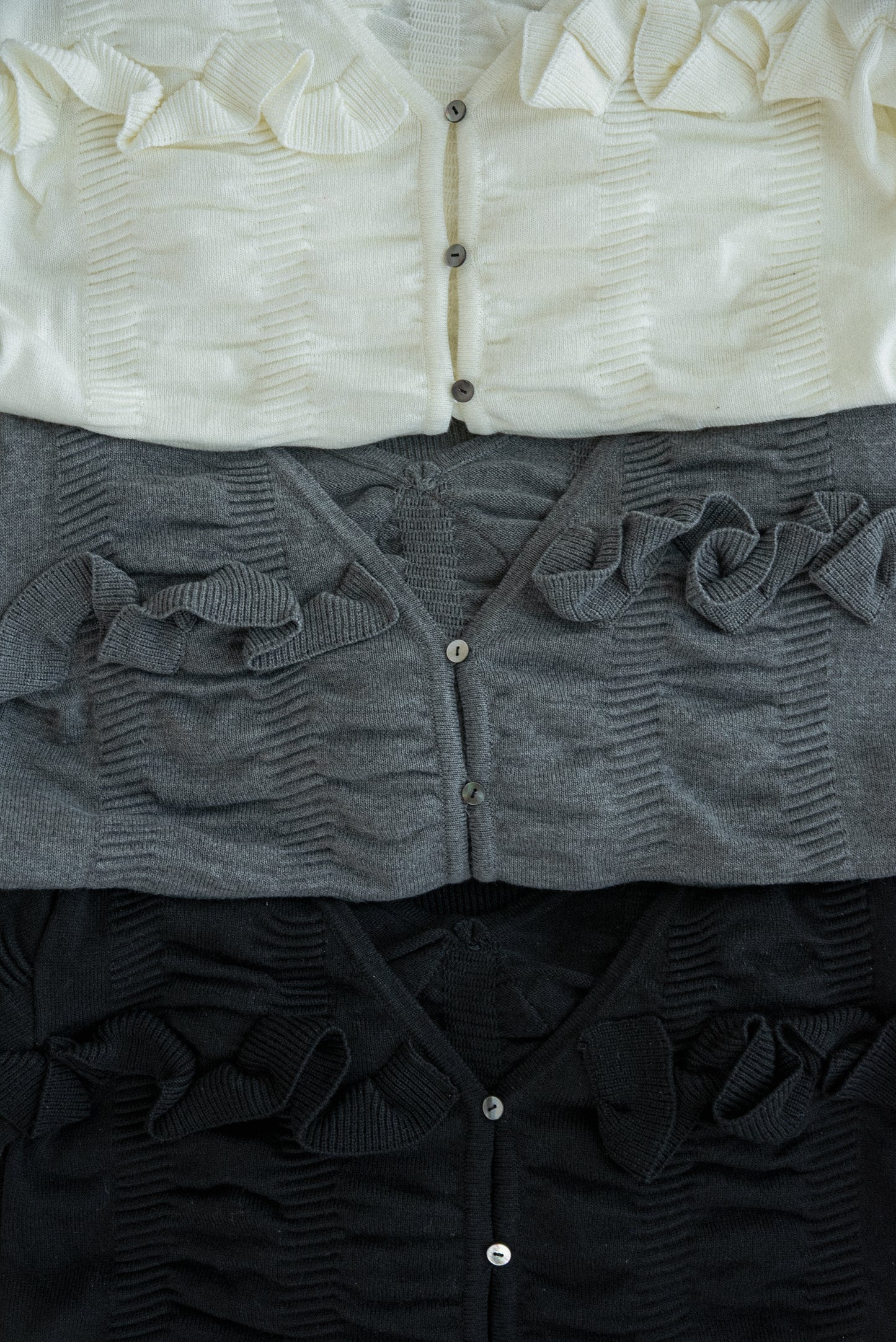 textured ruffle knit cardigan