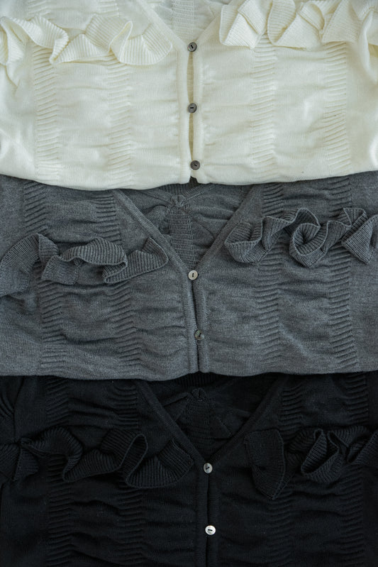 textured ruffle knit cardigan