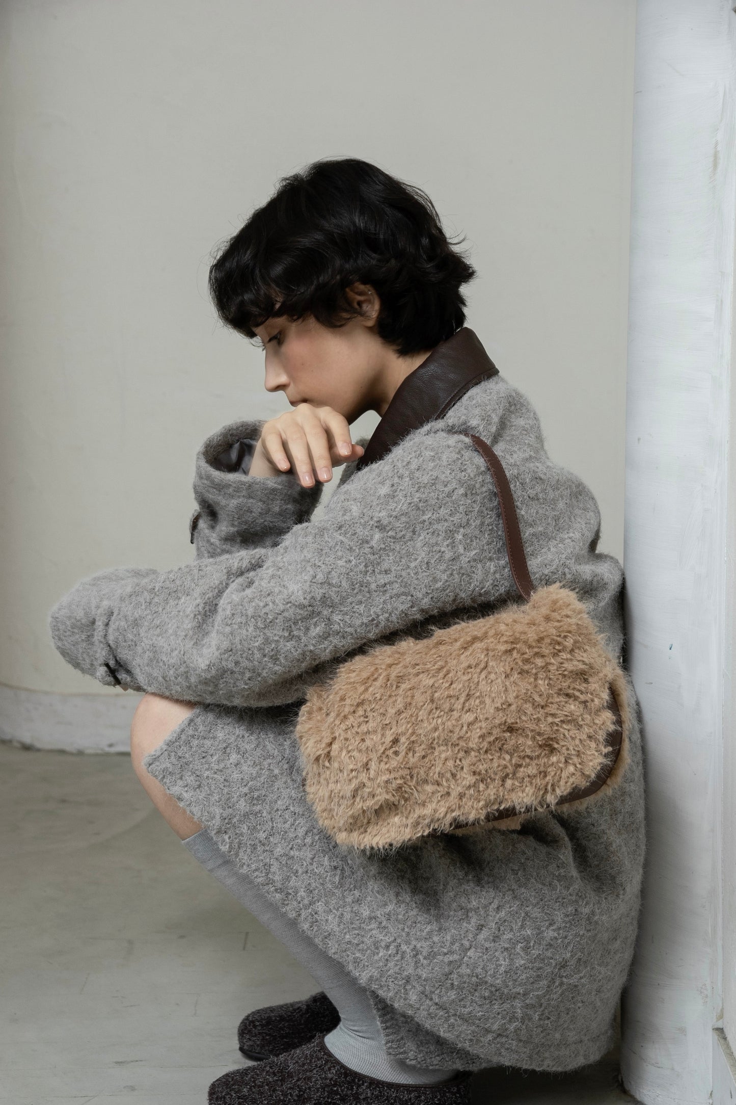 different material fluffy round bag