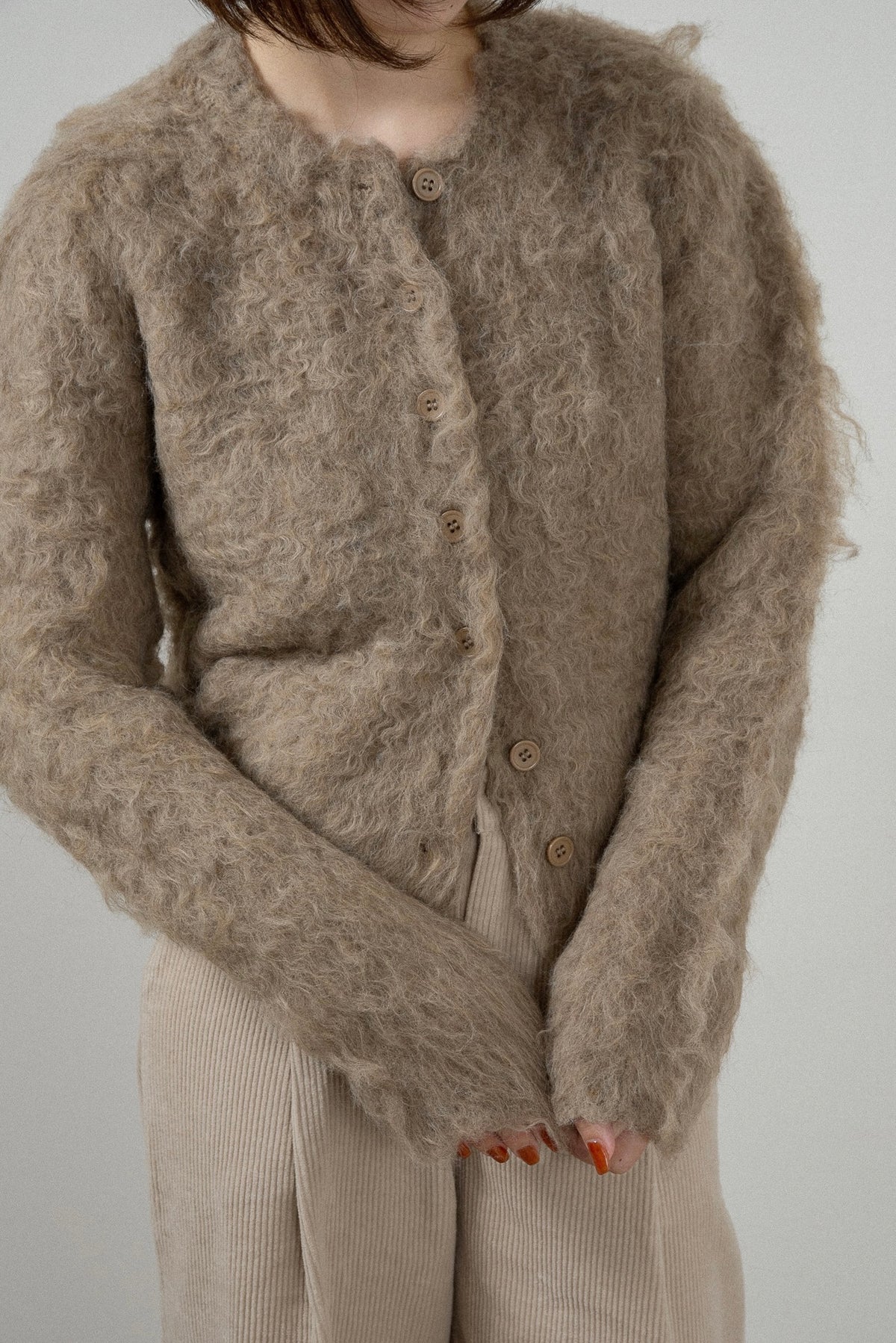 fuzzy shaggy simple cardigan