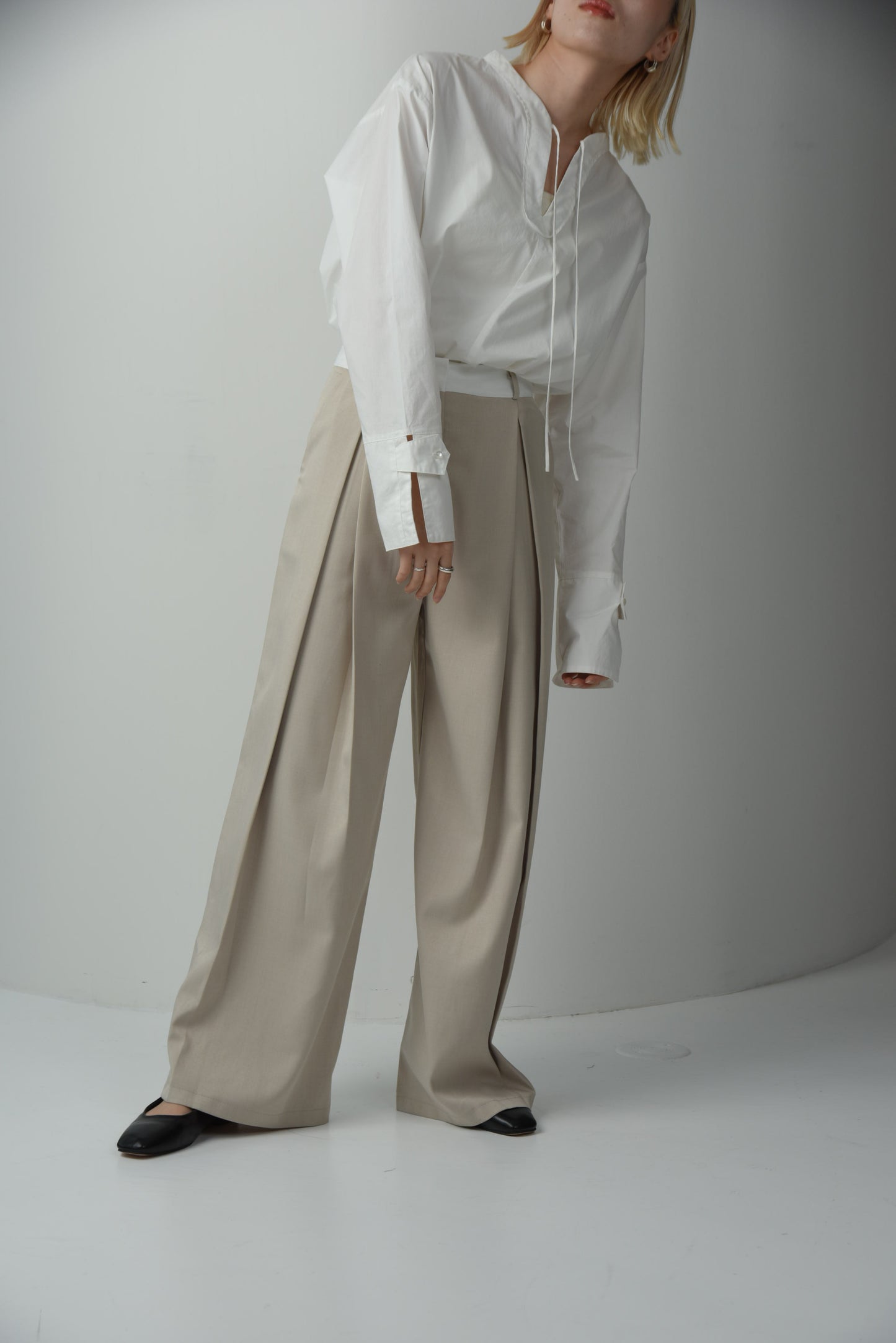 thin string waist bicolor pants