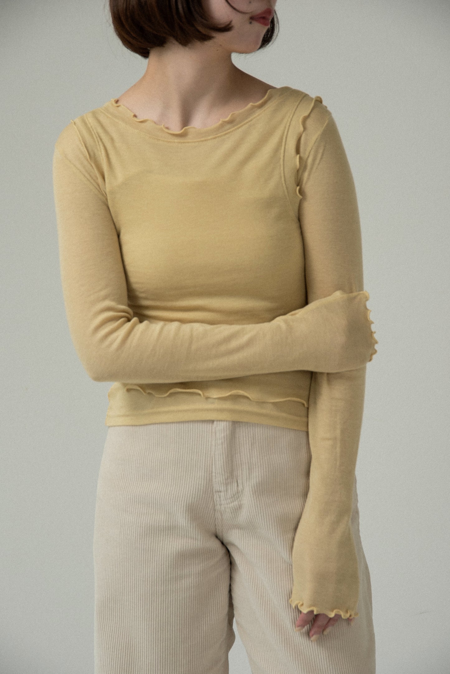 scoop neck mellow trim long sleeve t