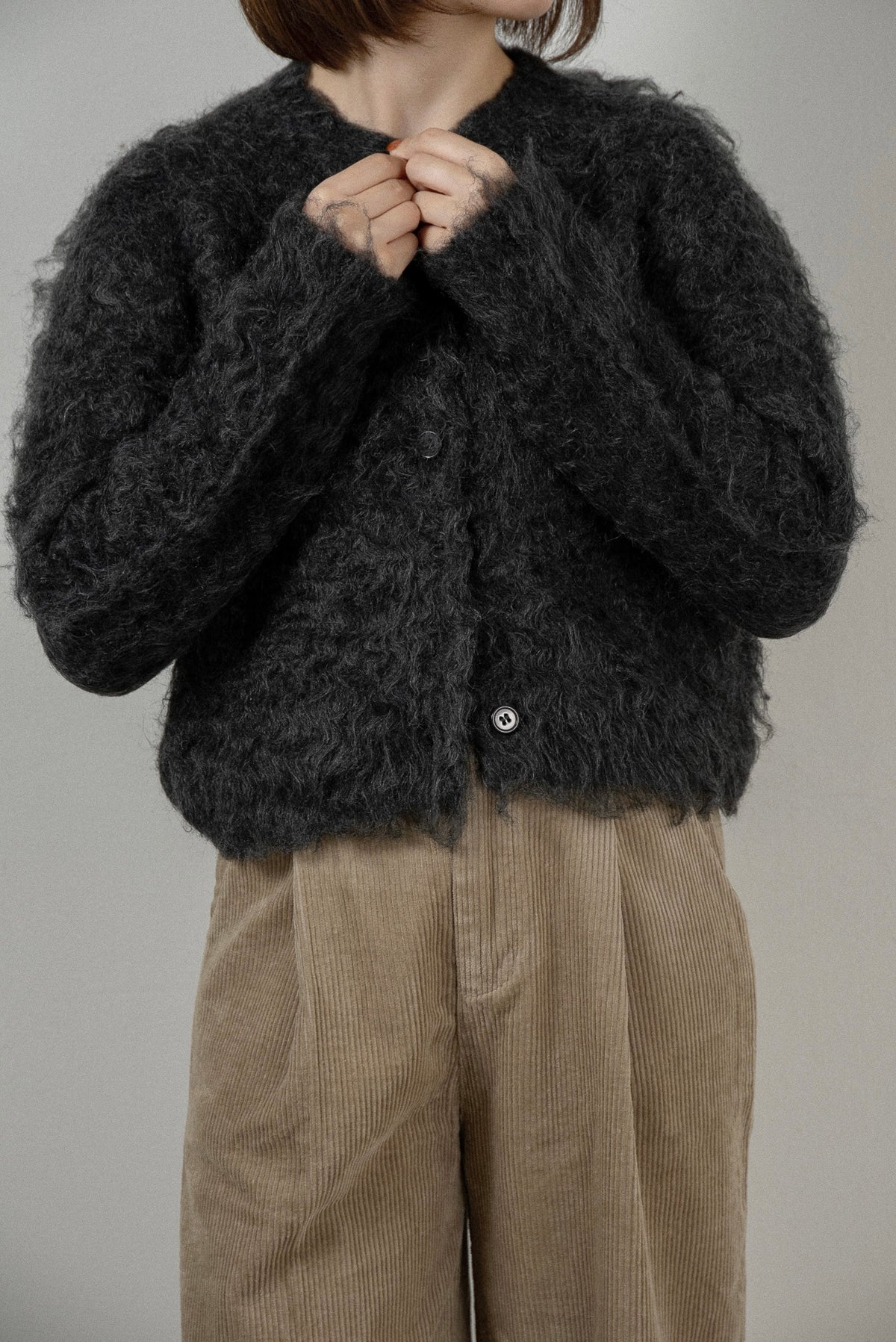 fuzzy shaggy simple cardigan