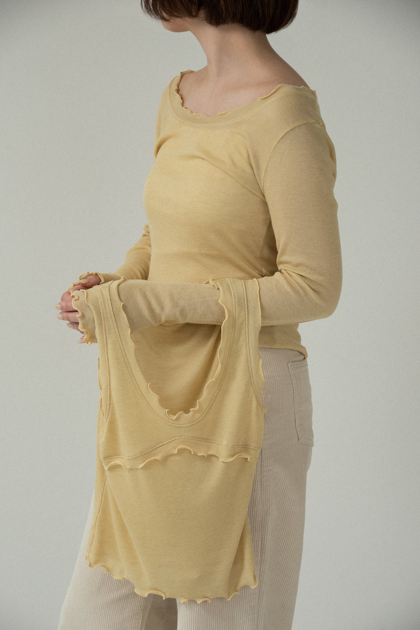scoop neck mellow trim long sleeve t