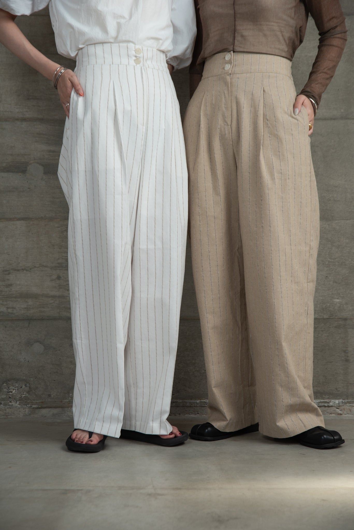 stripe front button pants