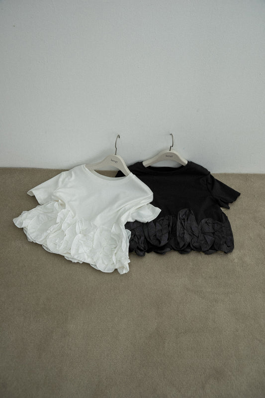 wavy frill round neck t