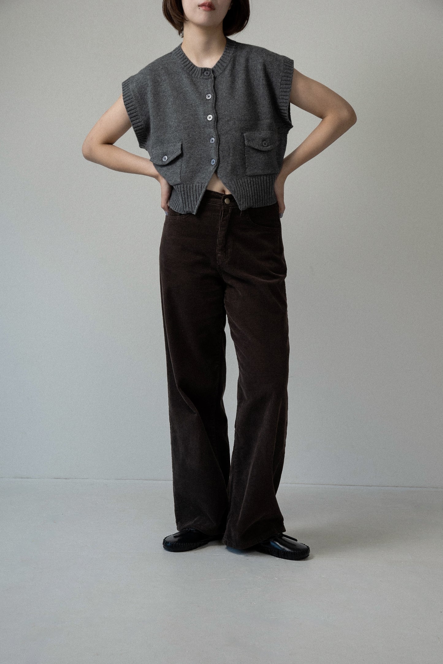 flap pocket effortless knit vest